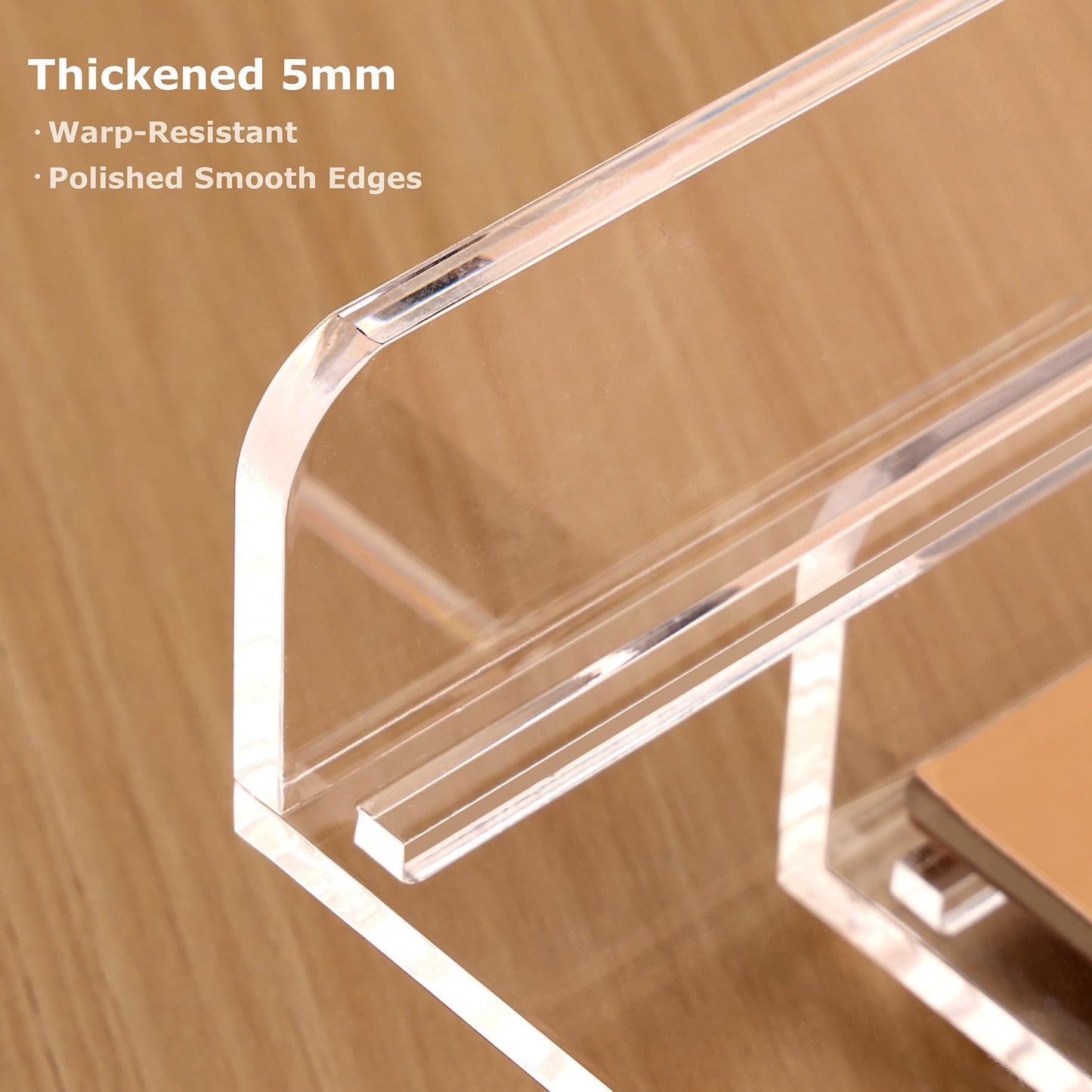 SANRUI Clear Acrylic Paper Tray, 4 Tier Stackable Letter Trays Desk Organizer with Curved Design, Oversized Document File Holder for Home Office Classroom Desktop Storage