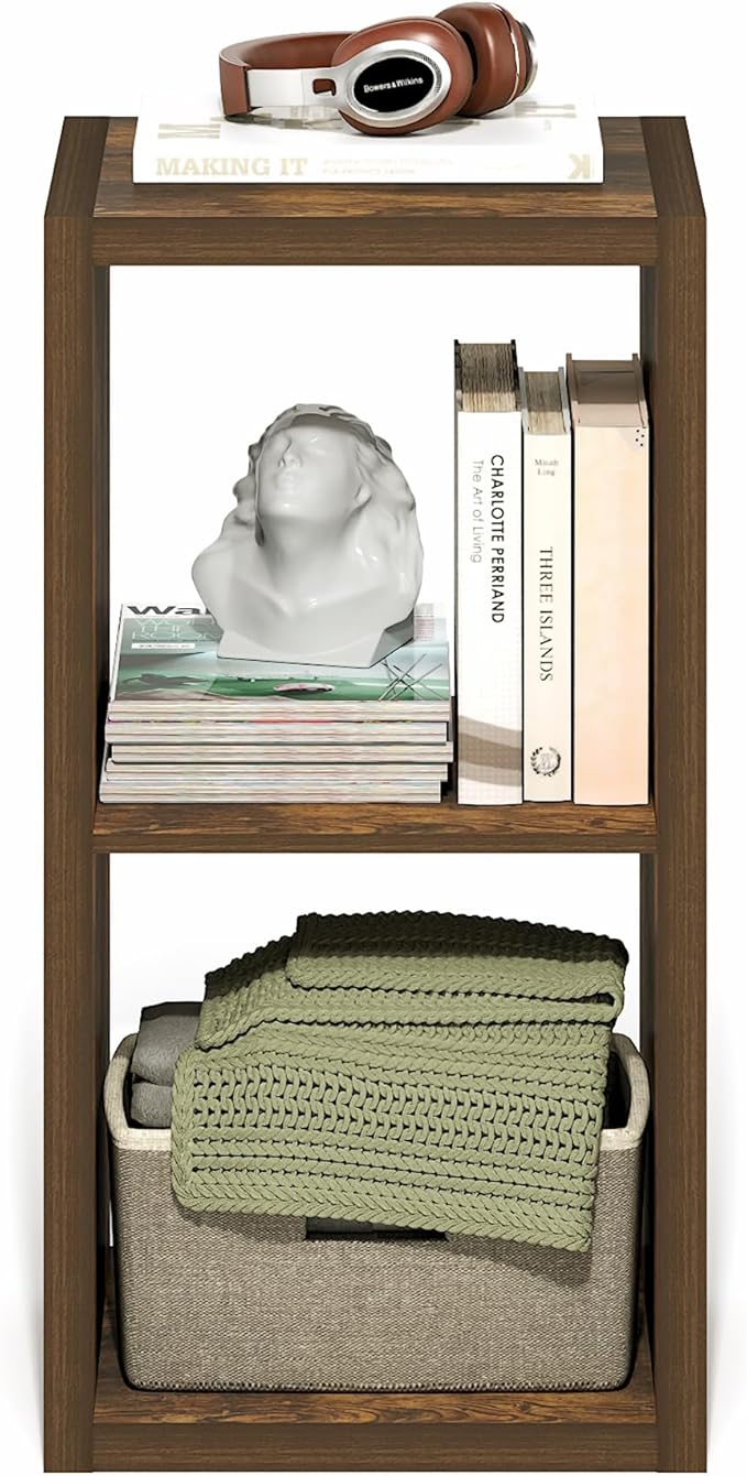 Furinno Cubicle Book Shelf, 2-Cube Bookshelf, Extra Thick Frame Horizontally &