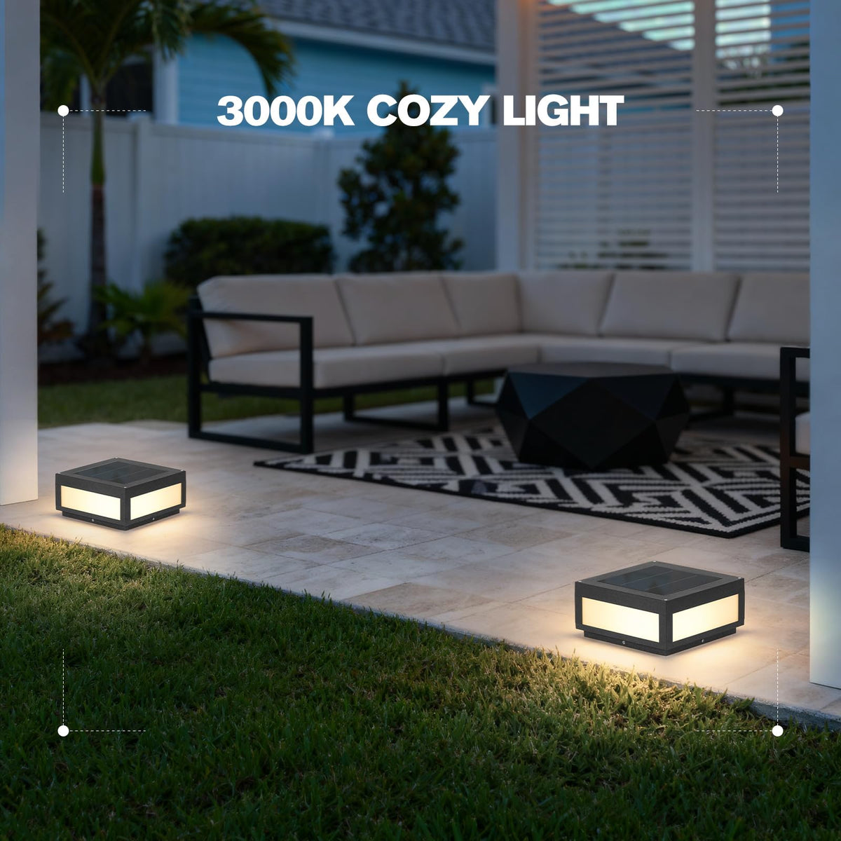 Smplhavn 11.81" Solar Post Lights, IP54 Waterproof Solar Pillar Lights Outdoor, 3000K LED Outdoor Lamp Post Light, Dusk to Dawn Column Lighting for Posts Fence Outside Entrance Yard Driveway