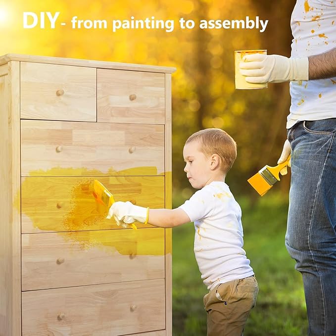 VINGLI Unfinished 6 Drawer Dresser, Natural Solid Wood Dresser Color DIY