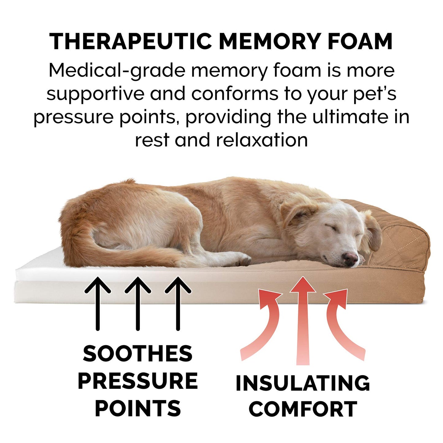 Furhaven Memory Foam Dog Bed for Medium/Small Dogs w/ Removable Bolsters & Washable Cover, For Dogs Up to 35 lbs - Quilted Sofa - Toasted Brown, Medium
