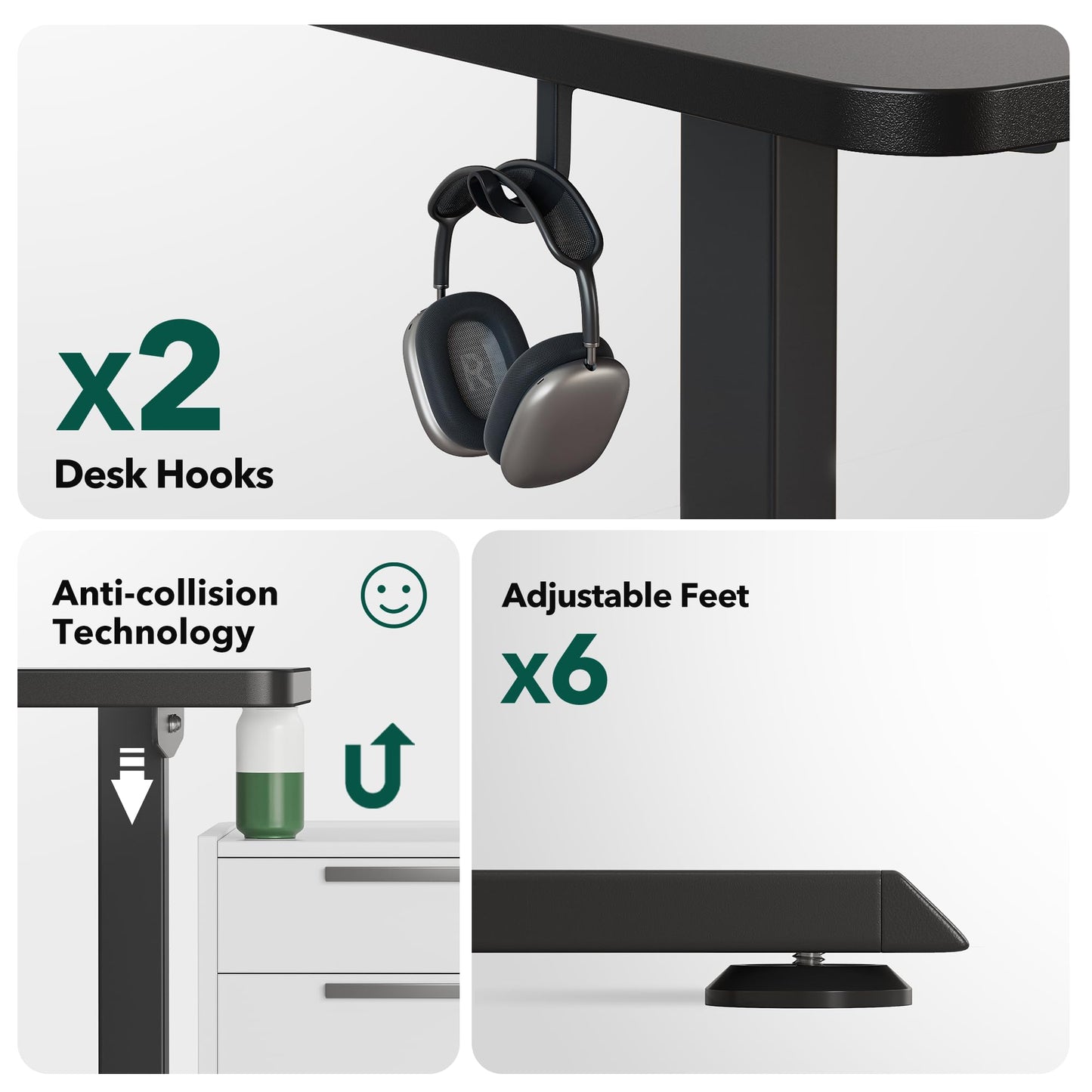 FEZIBO 63" x 55"L Shaped Standing Desk Adjustable Height, 63 Inch Electric Stand up Corner Computer Desk, Sit Stand Home Office Desk with Splice Board, Black