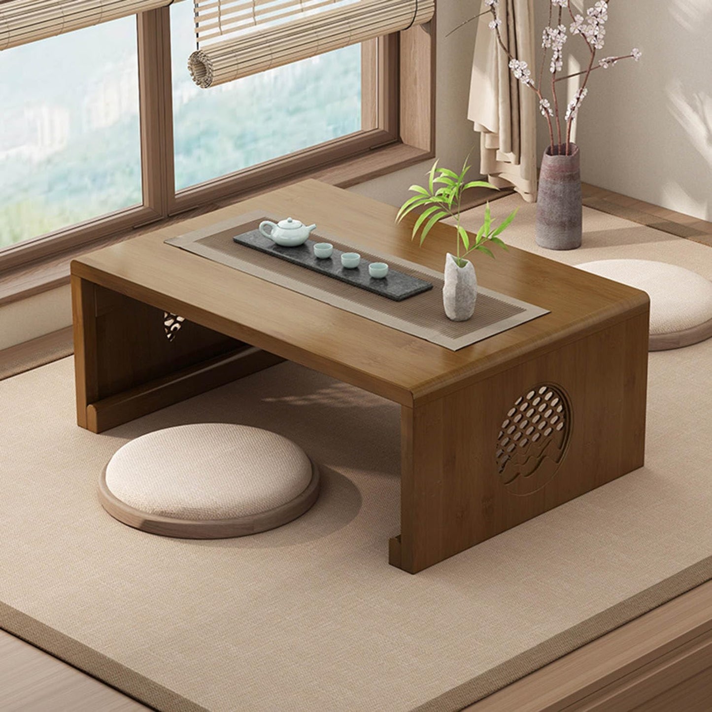 rzoizwko Japanese Table Folding Coffee Table Foldable Floor Table for Living Room,Dining Room,Tea,Tatami,Home Decoration (47.24 * 19.68 * 12.2 INCH)