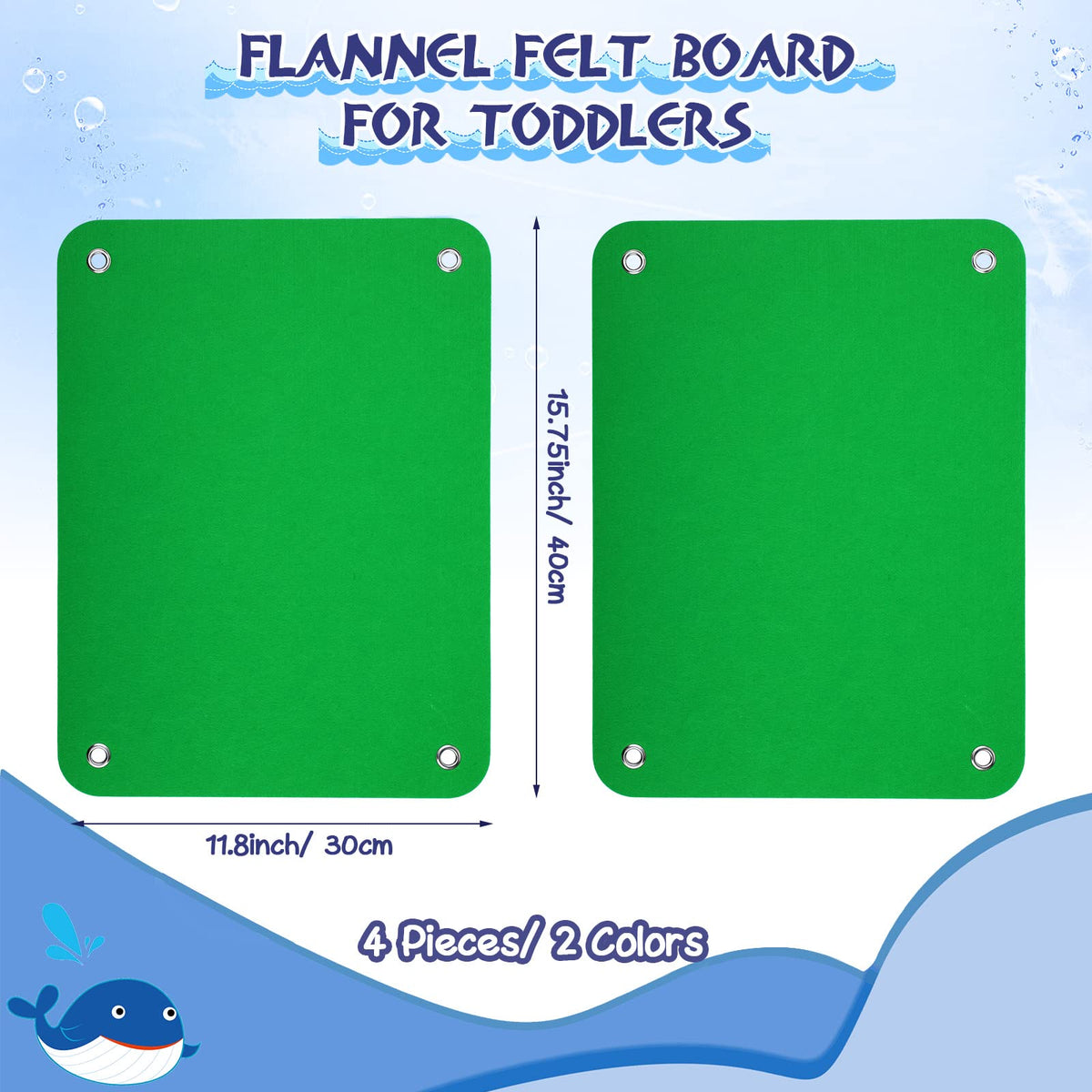 Yunsailing 4 Pieces Felt Board for Toddlers Classroom Flannel Board Stories for Preschool Homeschooling, Kids Felt Story Activity Wall Hanging Children Birthday Gifts, 11.8 x 15.75 Inch (Green)