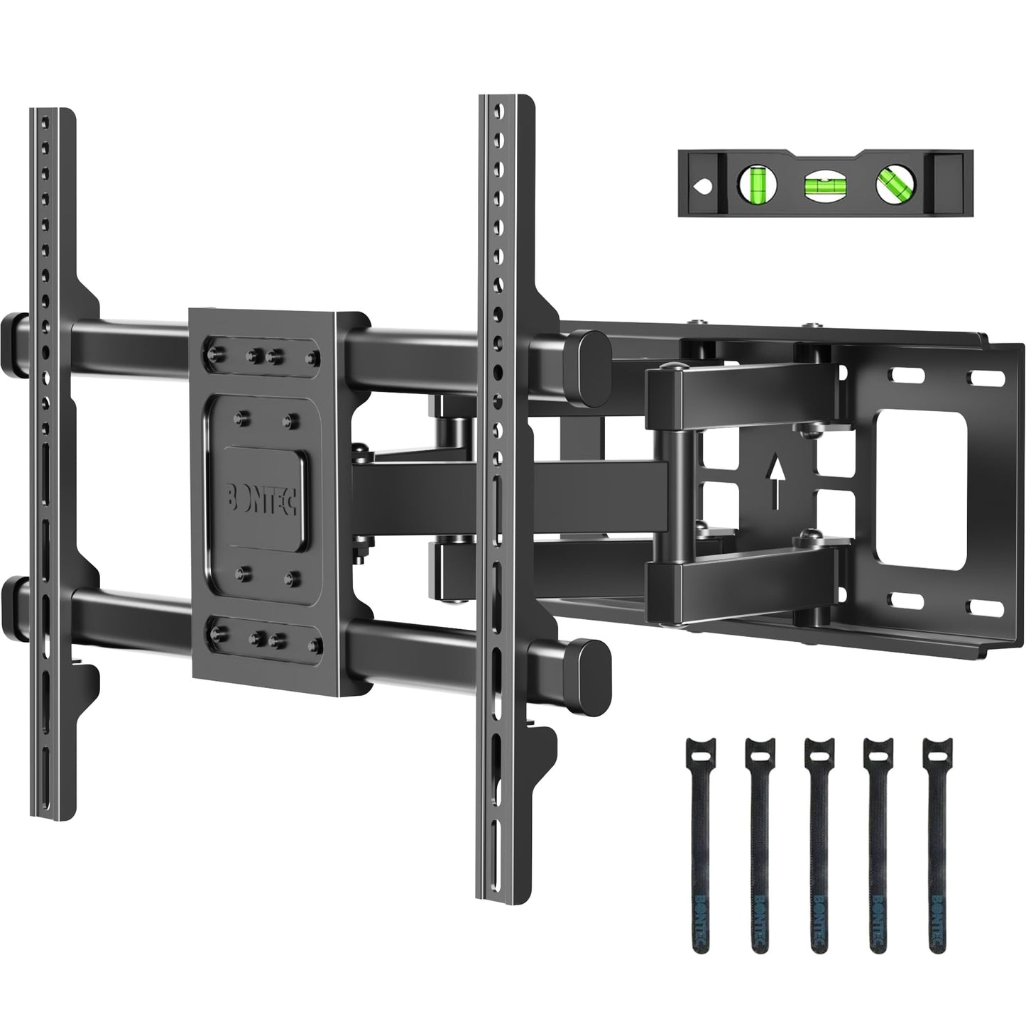 BONTEC Full Motion TV Wall Mount for 37-85 Inch TVs, Hold up to 132lbs, Heavy Duty Swivel Tilt TV Mount, Articulating Dual Arm Wall Mount TV Bracket, Max VESA 600x400mm, Fits 16" Wood Studs