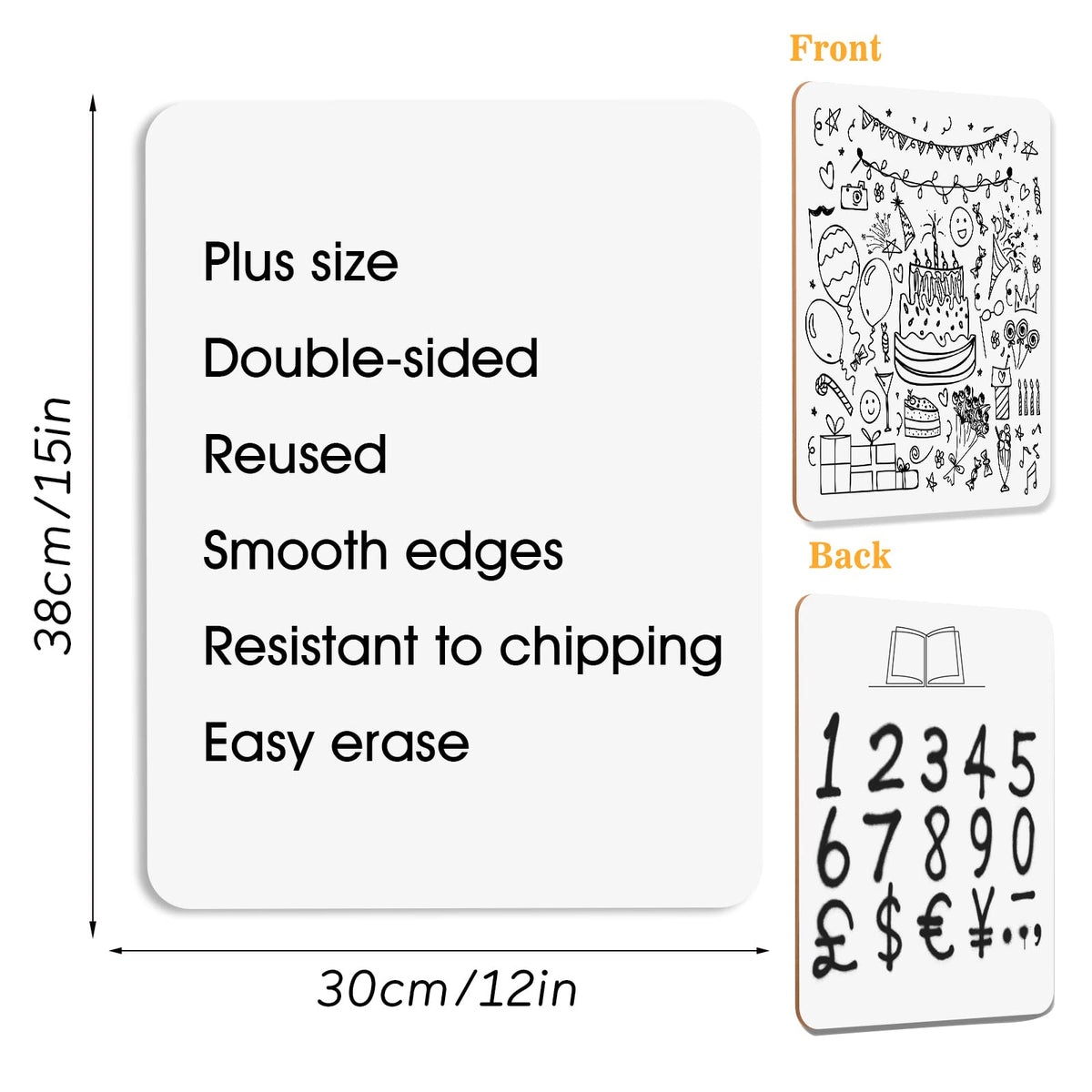 Stondino 12 Pack Big Dry Erase Lapboard- 2023 Edition 12 x 15 inch Large Double-Sided White Boards Office & School Supplies for Teachers/Students/Children/Classroom, Reusable Double-Sided Whiteboard
