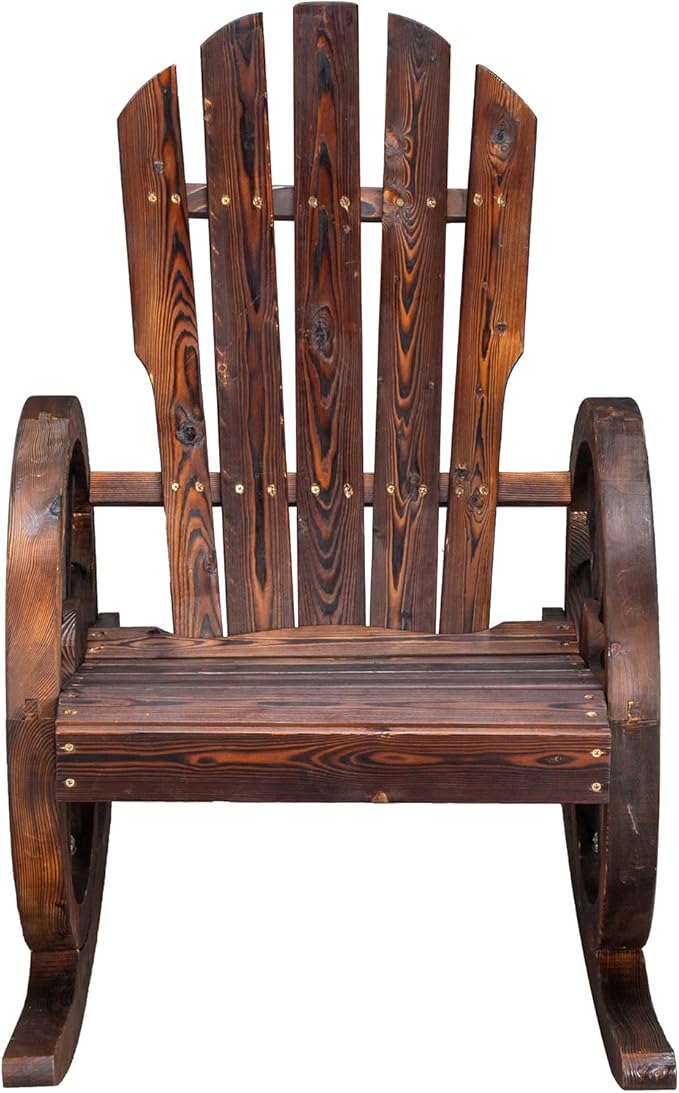 Outvita Adirondack Rocking Chair Set of 2, Wood Wagon Rocker, Outdoor Wooden