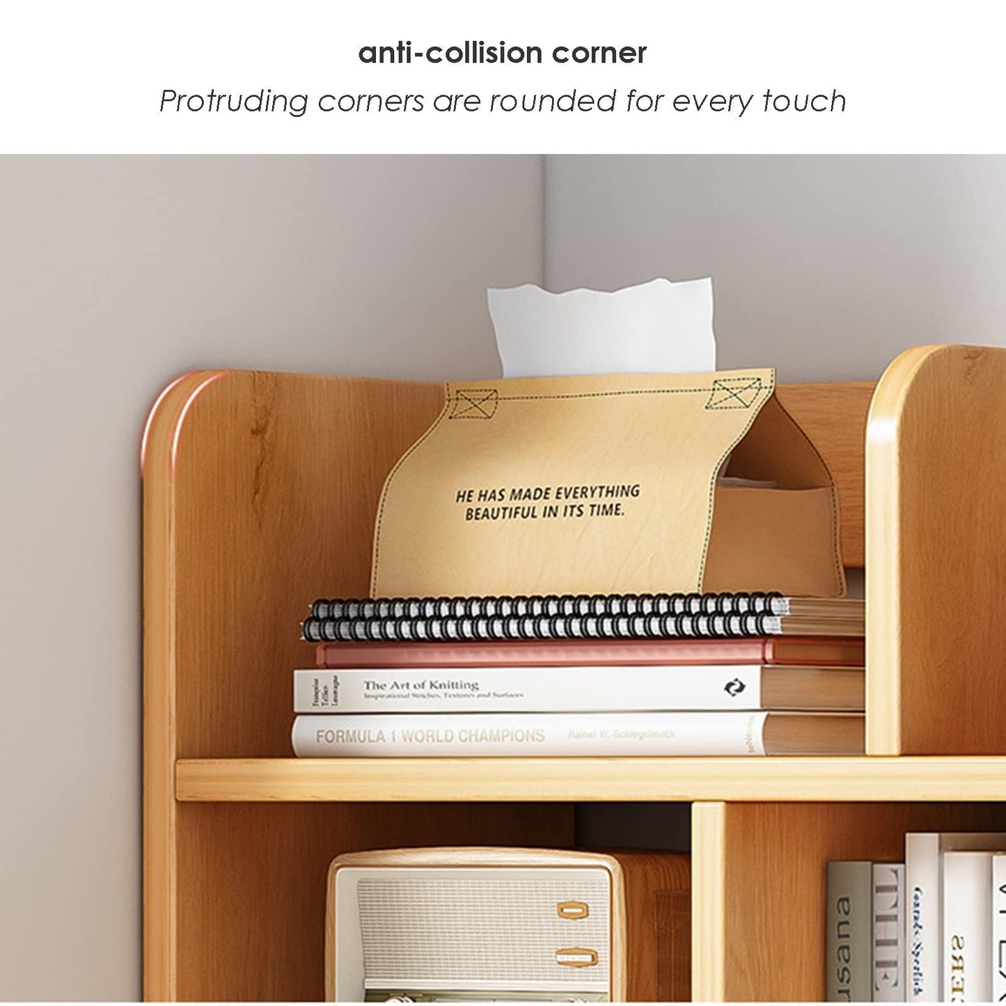Wooden Desktop Bookshelf Desk Organizer with Drawers - 2 Layer Office Storage Shelves - Large Capacity Dressing Table Rack Organizer
