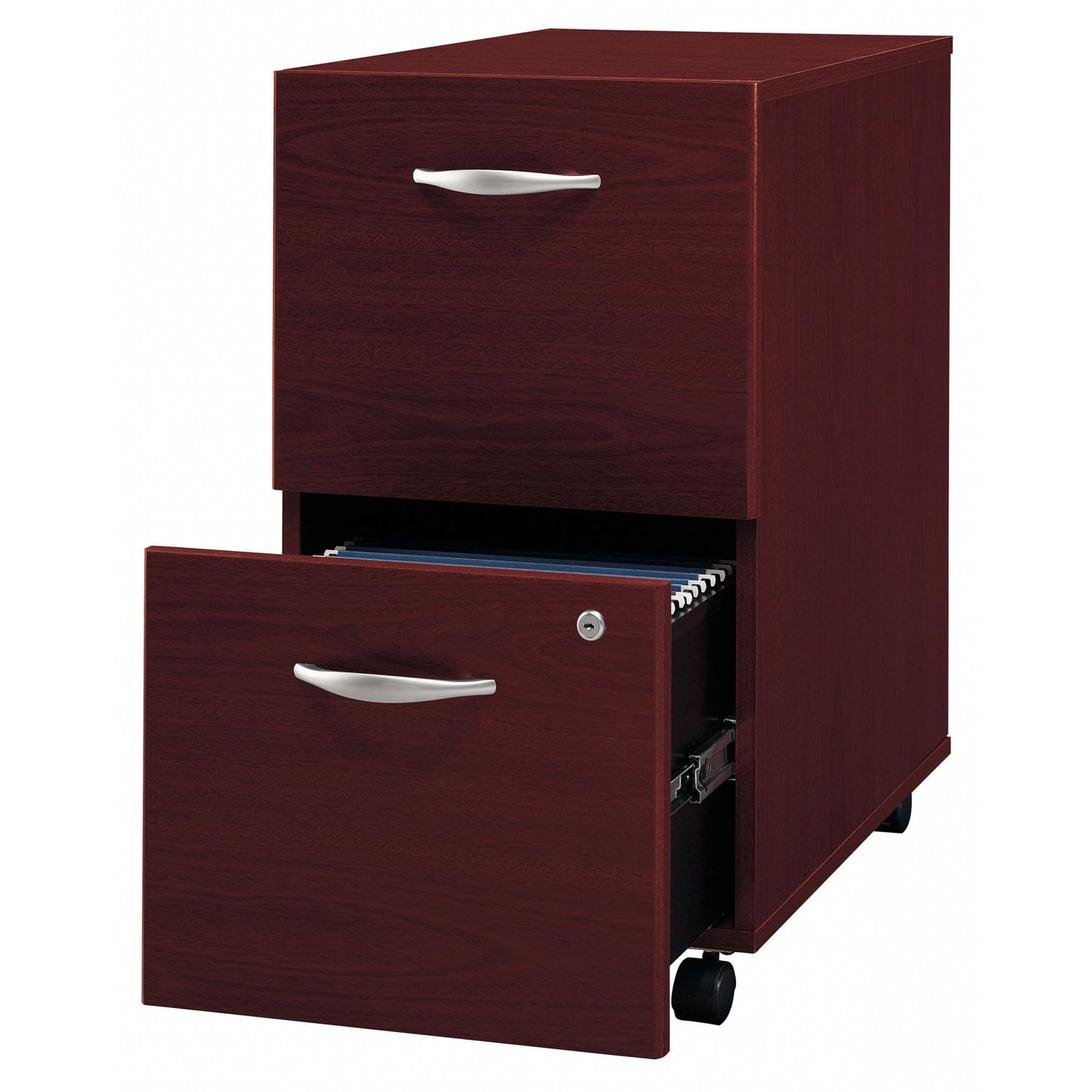 Bush Business Furniture Series C 2 Drawer Rolling File Cabinet in Mahogany - Assembled, Mobile Document Storage for Home or Professional Office