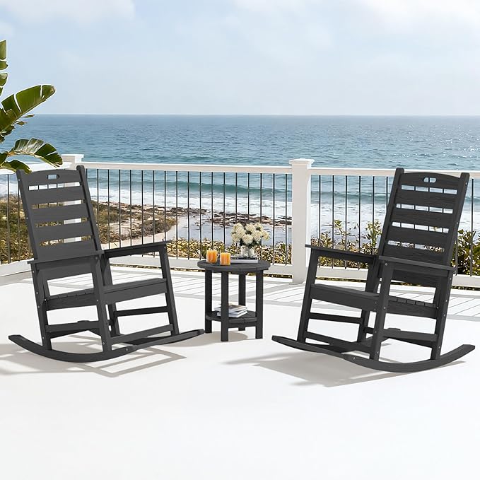 SERWALL Outdoor Rocking Chair, Oversized Rocking Chair