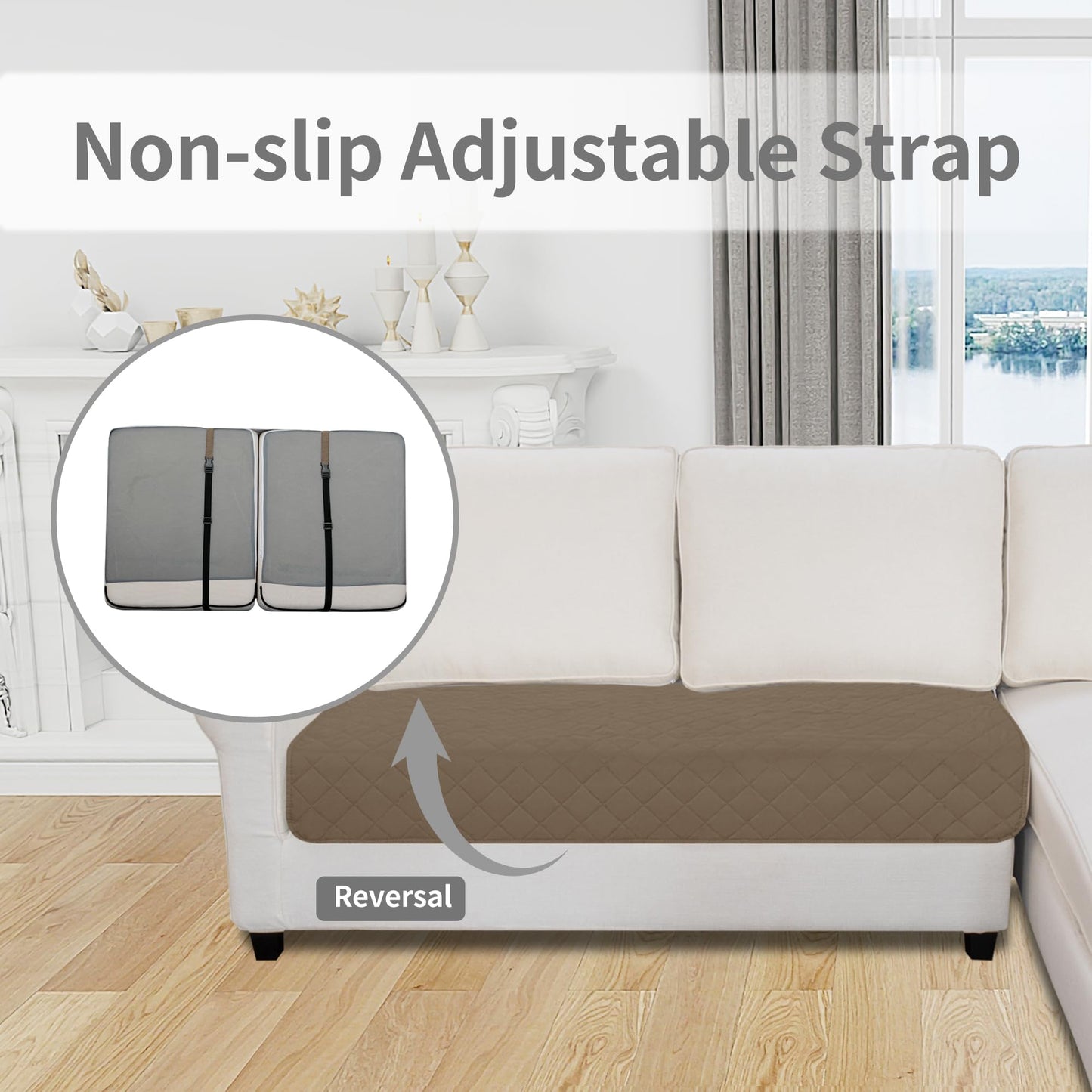 Easy-Going Sectional Couch Covers for Dogs L Shape Sofa Cover Reversible Sofa Slipcover Chaise Lounge Cover Furniture Protector Cover for Pets Dog Cat (30 x 50 inches, Camel/Ivory)
