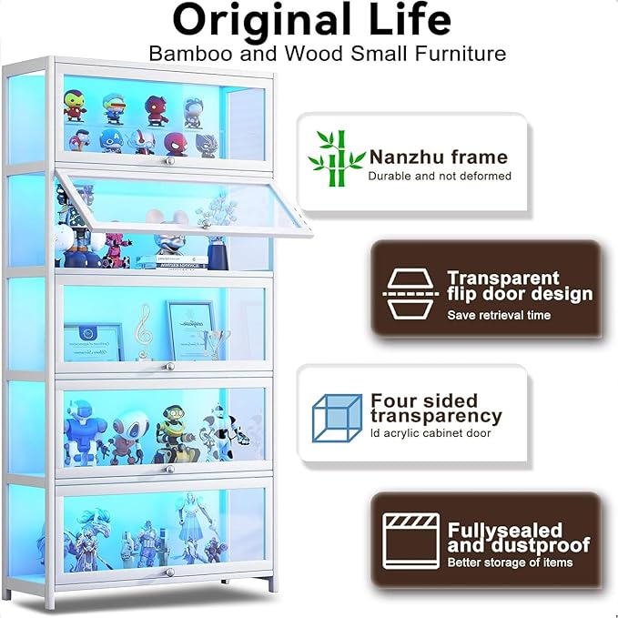 Display Cabinet with Acrylic Glass Doors 67.7'' Tall Curio Cabinet