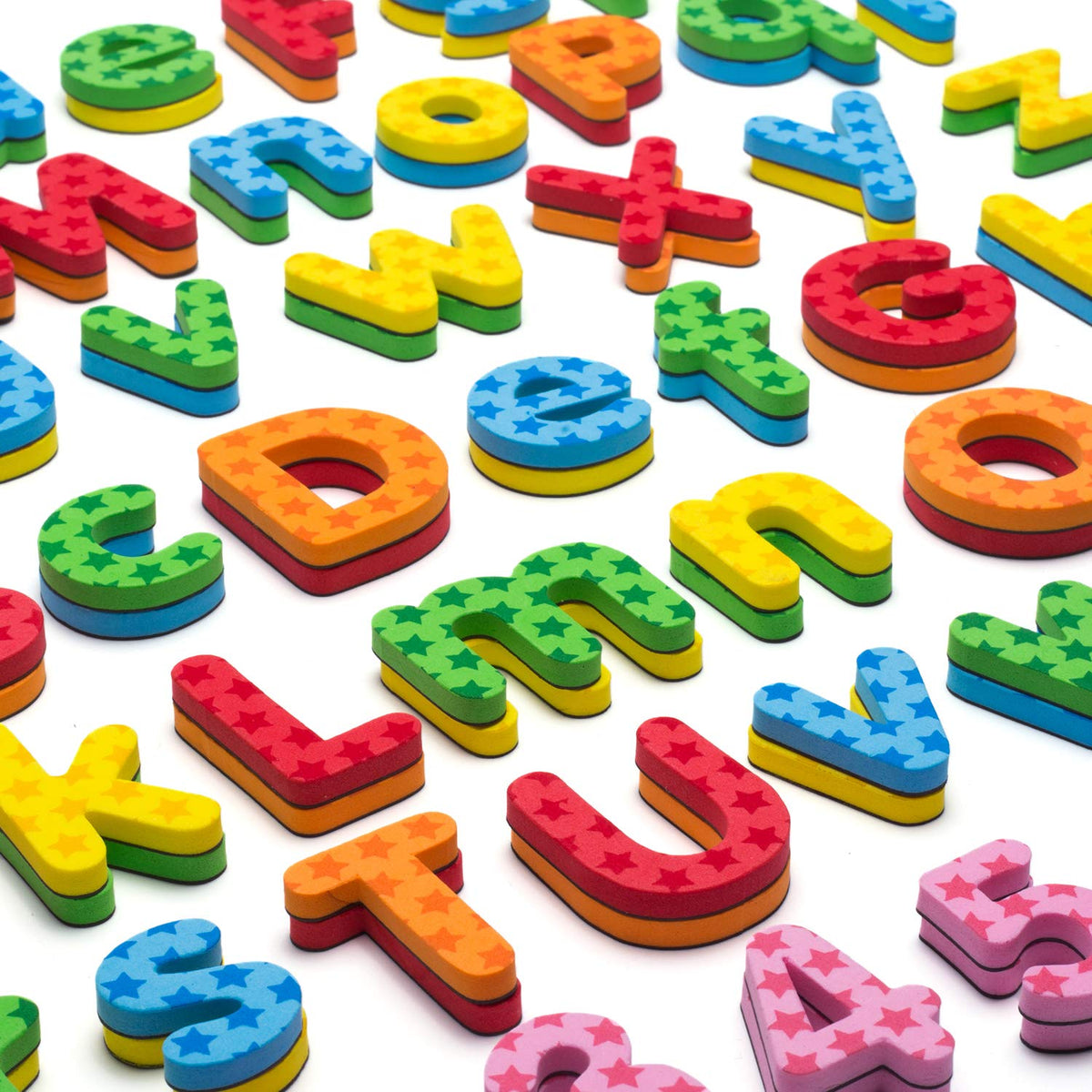 192 Pcs Magnetic Letters Numbers 9 Color(With Pattern Blocks,Symbols) Foam Set, Alphabet Magnets Gift for Preschool Kids Children Toddler Educational Fridge Refrigerator Toy, Classroom School Learning