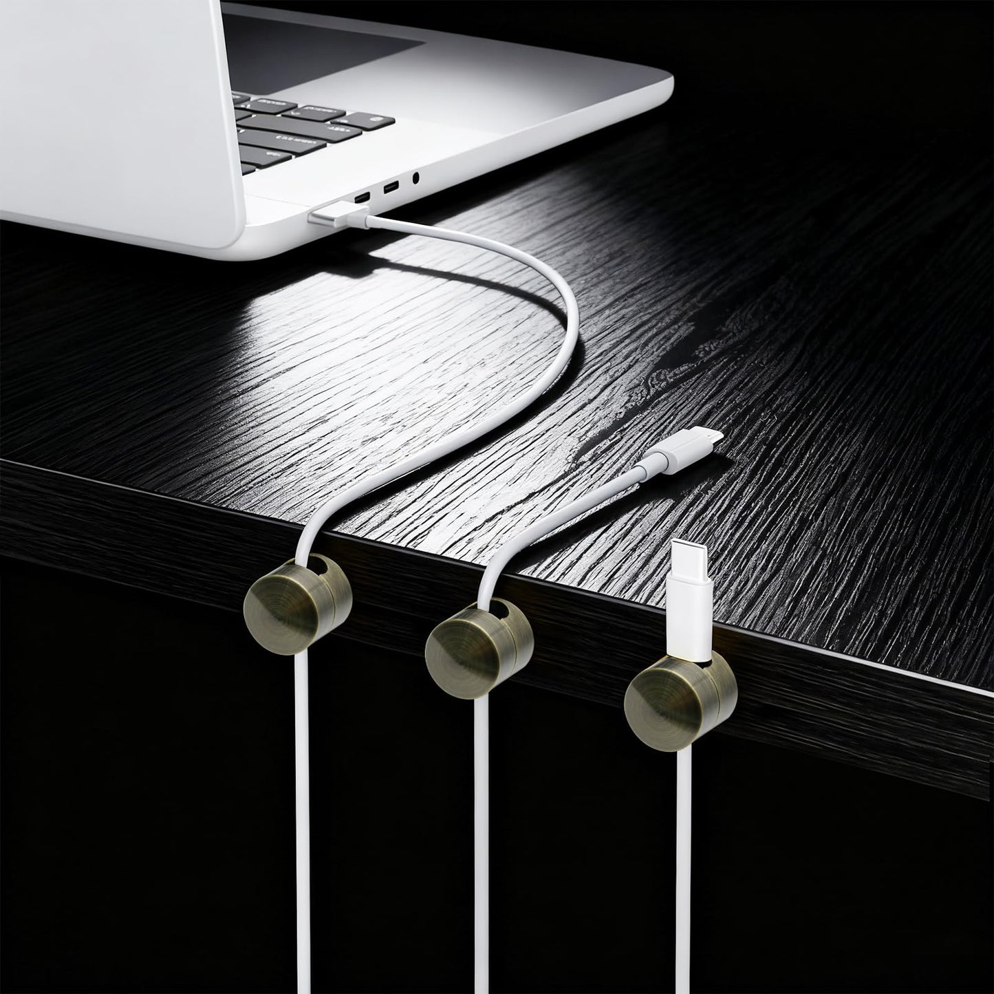 Hpgoxkd 4 Sets Cord Holder for Nightstand,Antique Copper Metal Charger Holders for Cords Organizers for Desk, Office, Nightstand