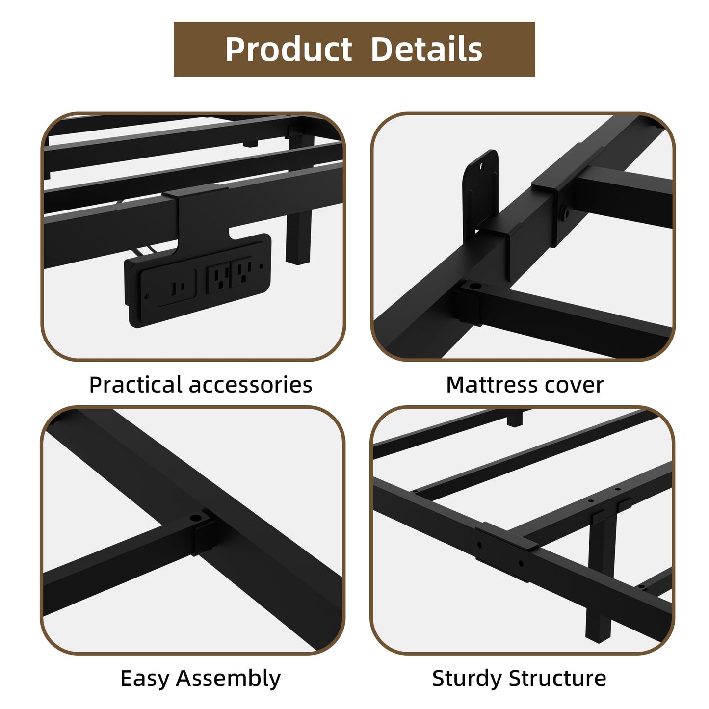 Muluflower Floating Bed Frame Full Size with Charging Station and LED Lights, Metal Platform Bed Frame, No Box Spring Needed, Easy Assembly, (Full)