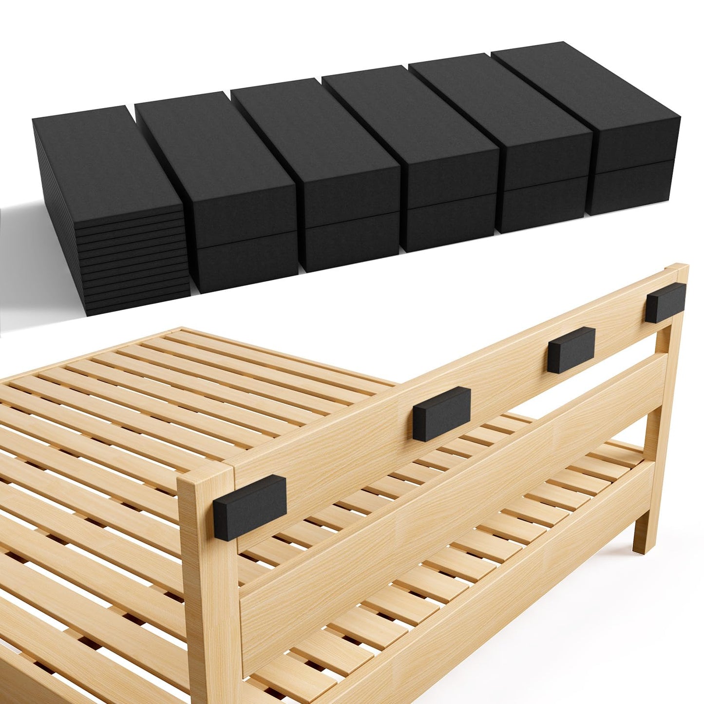 LveSunny Furniture Wall Protectors, LveSunny 23Pcs EVA Foam Headboard Stoppers for Wall, Bed Stoppers for Headboard, 10Pcs (20mm Thick)+13Pcs (3mm Thick) Couch Wall Protector, Black Headboard Bumper