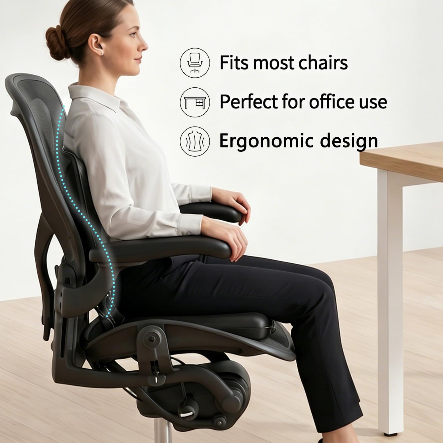 Enkarsen Stadium Seats for Bleachers with Back Support, 2-in-1 Ergonomic Office Desk Chair Cushion & Padded Bleacher Seat, Auto-Adjusting Lumbar Support Flex Back, Lightweight Sports Bench Chair