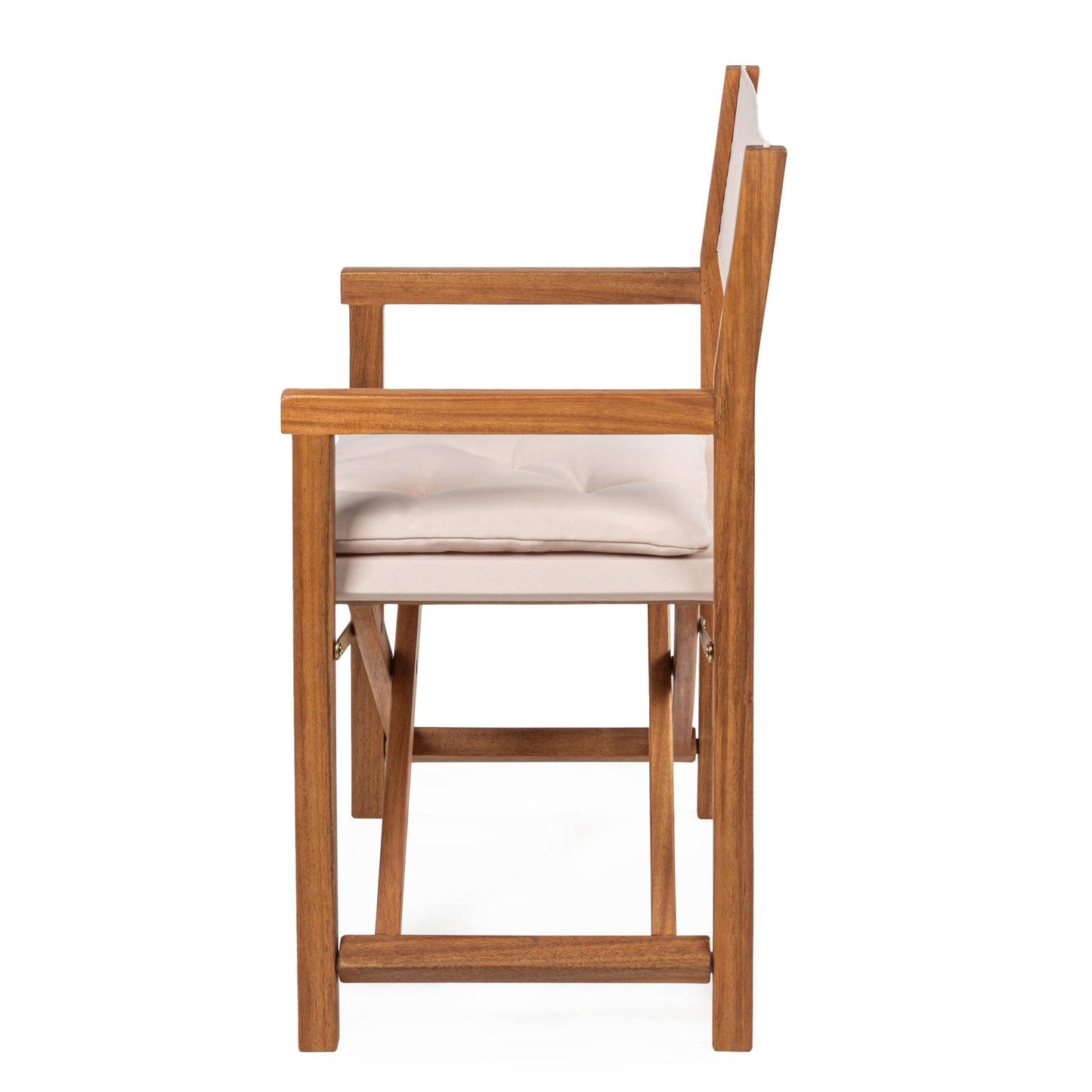 JONATHAN Y Waldo Acacia Wood Outdoor Director Chair Set of 2 for Patio & Balcony, Foldable Coastal Armchair with Beige Diamond-Quilted Cushions, Teak Brown DRC1002A-SET2