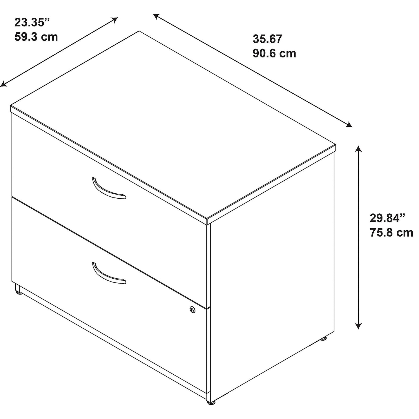 Bush Business Furniture Series C 2 Drawer Lateral File Cabinet in Mocha Cherry, Locking Document Storage for Home or Professional Office