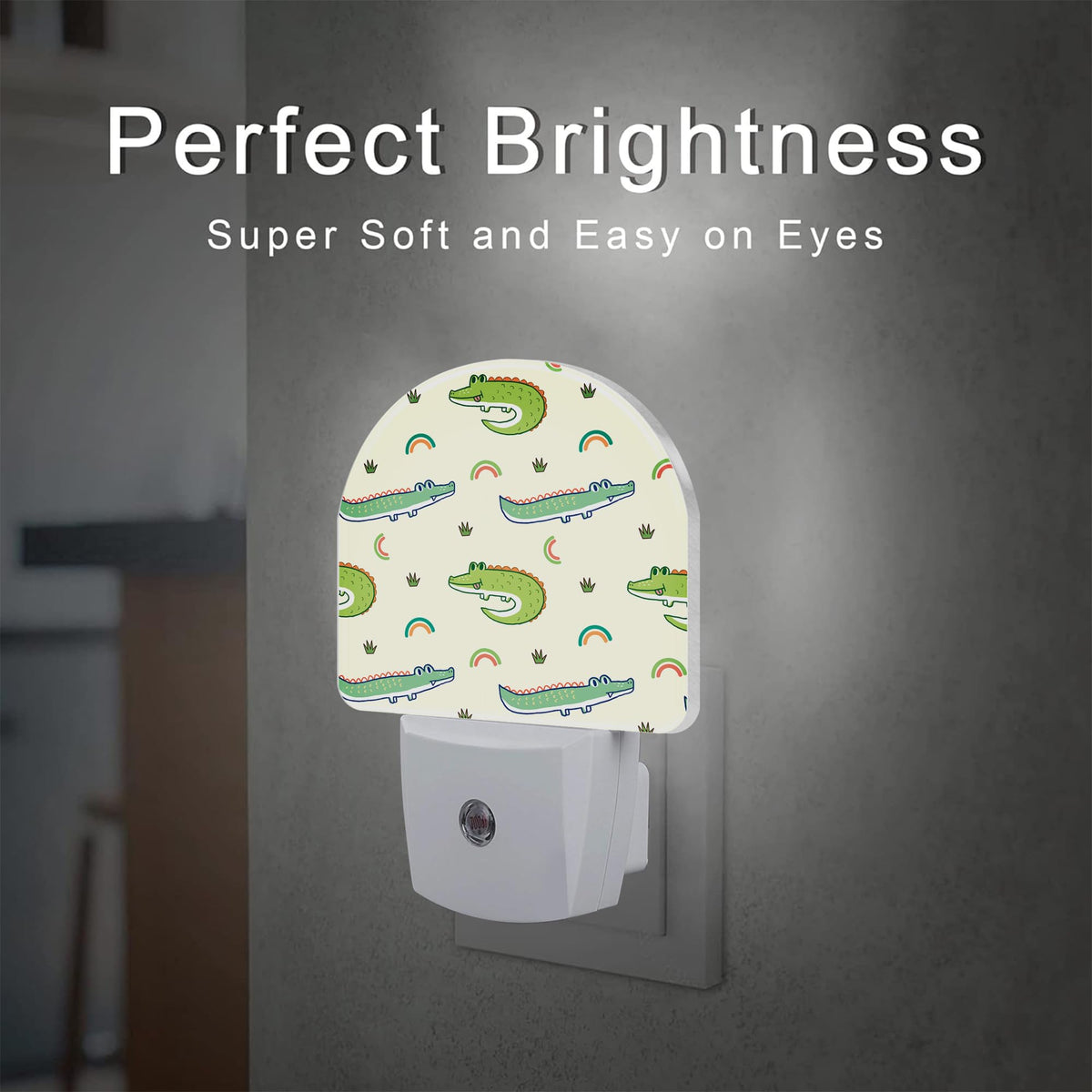 sndheke Cute Cartoon Crocodiles Night Light, Childish Crocodiles Dusk to Dawn Night Light Plug in,0.5w Energy Saving Sleep Friendly Nightlights for Kids Boys Girls Home Decor