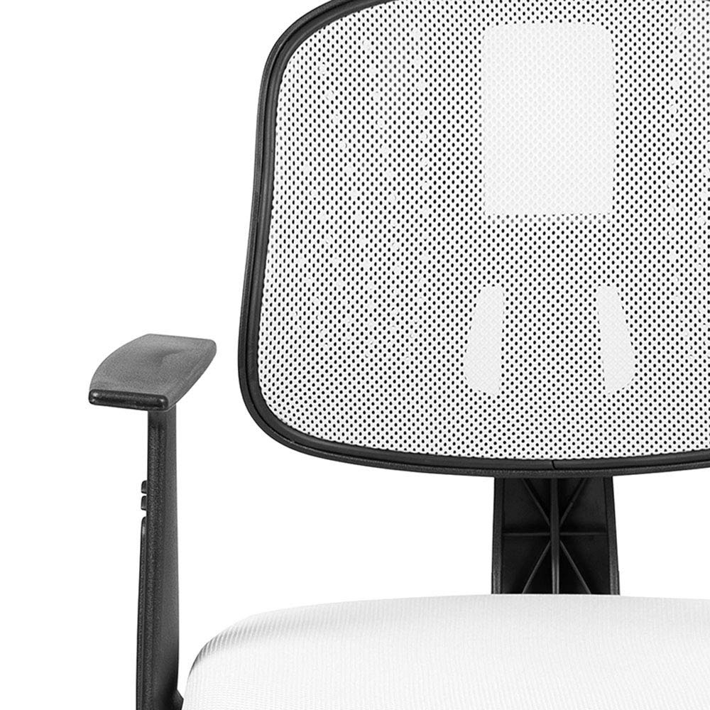 Flash Furniture Flash Fundamentals Mid-Back White Mesh Swivel Task Office Chair with Pivot Back and Arms