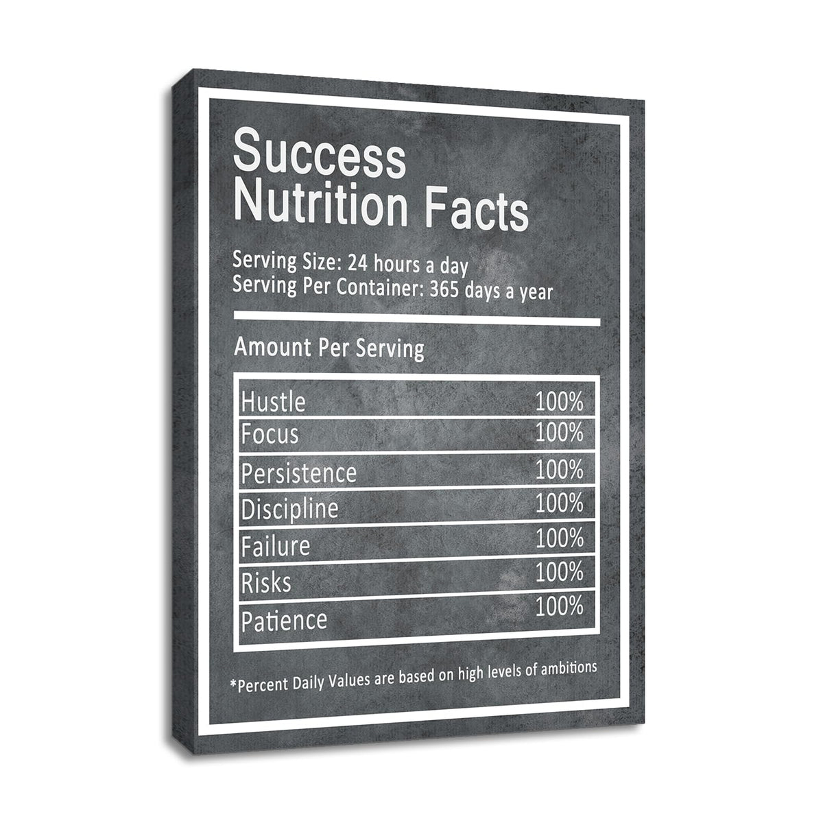 YSPCSUN Inspirational Wall Art for Office Decor Success Nutrition Facts Canvas Prints Framed Motivational Posters Positive Affirmations Artwork for Gym Men Bedroom Living Room 24x18 Inch