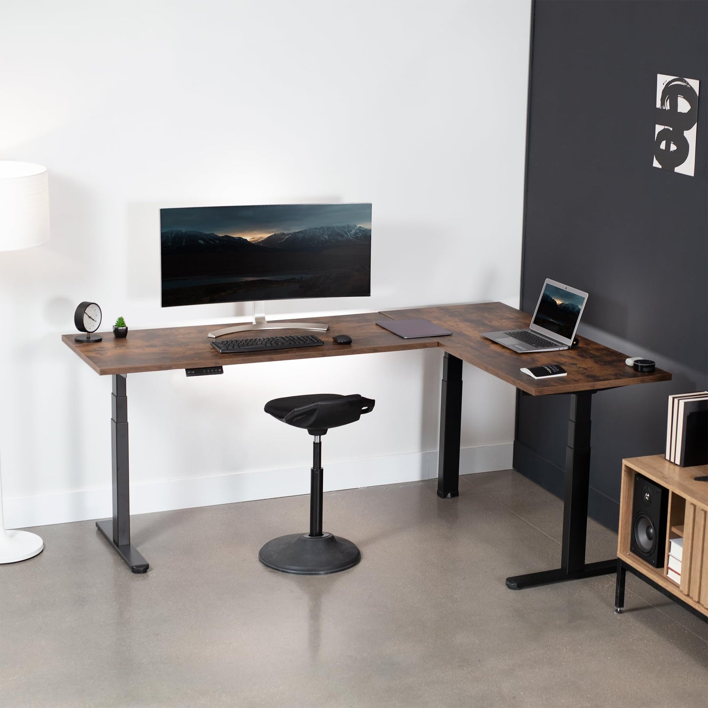 VIVO Black Electric Corner 3 Leg Standing Desk Frame, DESK-V130EB