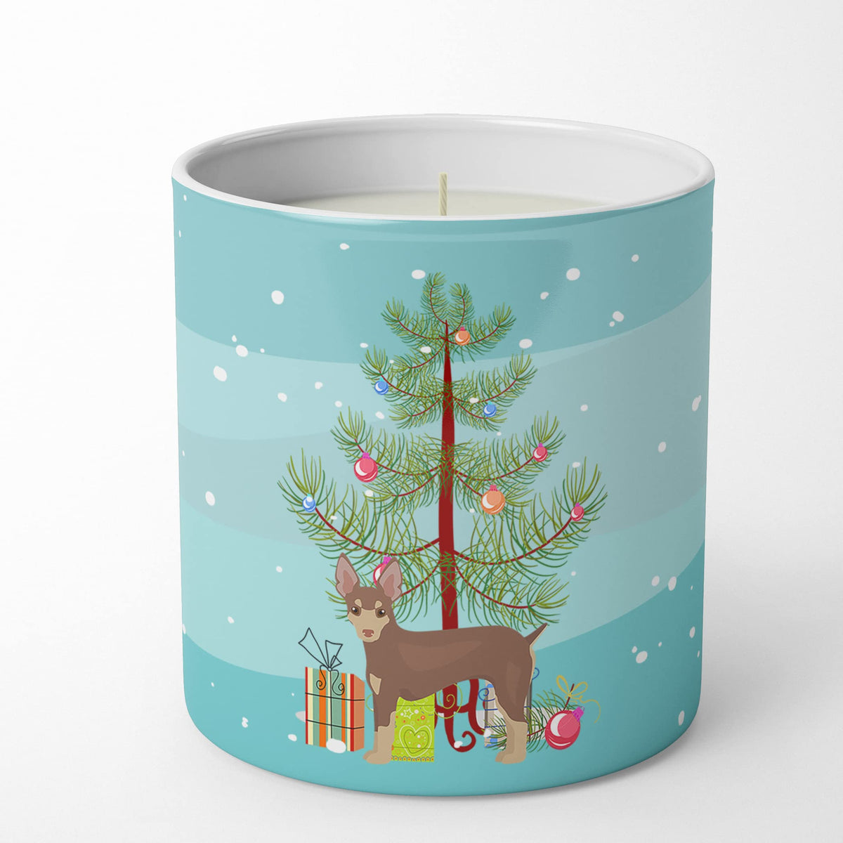 Caroline's Treasures CK3474CDL Miniature Fox Terrier Christmas Tree 10 oz Decorative Soy Candle Nature Soy Wax Essential Oil Home Decor Ideal for Bedroom Kitchen Bath Office Gift, 10 oz