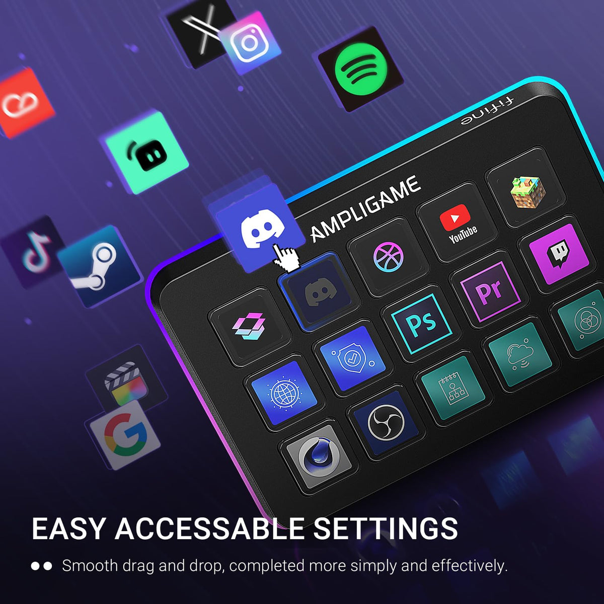 FIFINE AmpliGame Stream Controller with 15 Macro Keys, Streaming Keyboard with Trigger Actions in OBS/Twitch/YouTube/Streamlabs, Shortcut Buttons Keypad Works with Mac and PC-D6