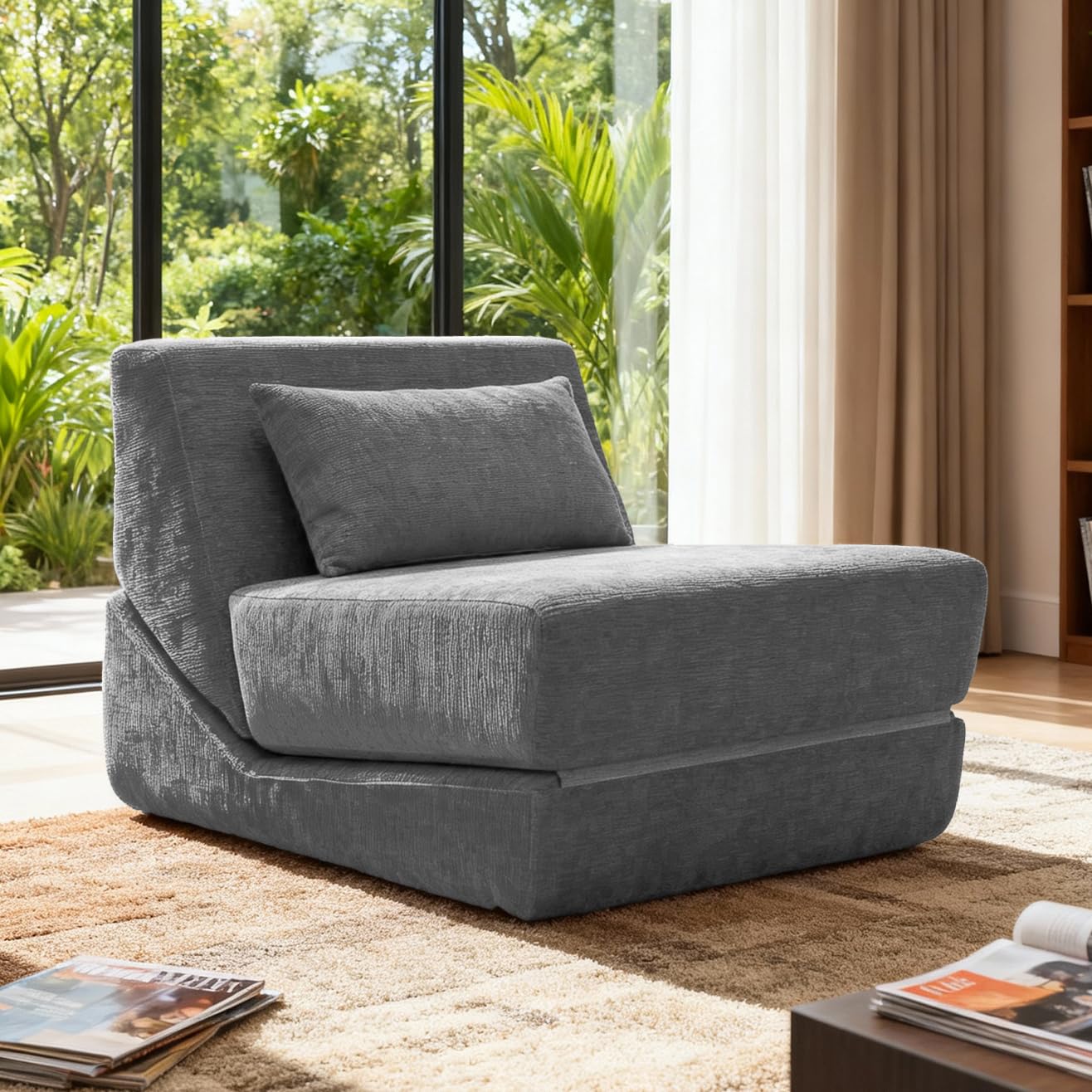 KAPEETOO Fold Out Chair Bed, Folding Sofa Bed, 3 in 1 Convertible Sleeper Chair Bed for Nap, Transformable Sofa Bed for Apartment,Dormitory,Bedroom