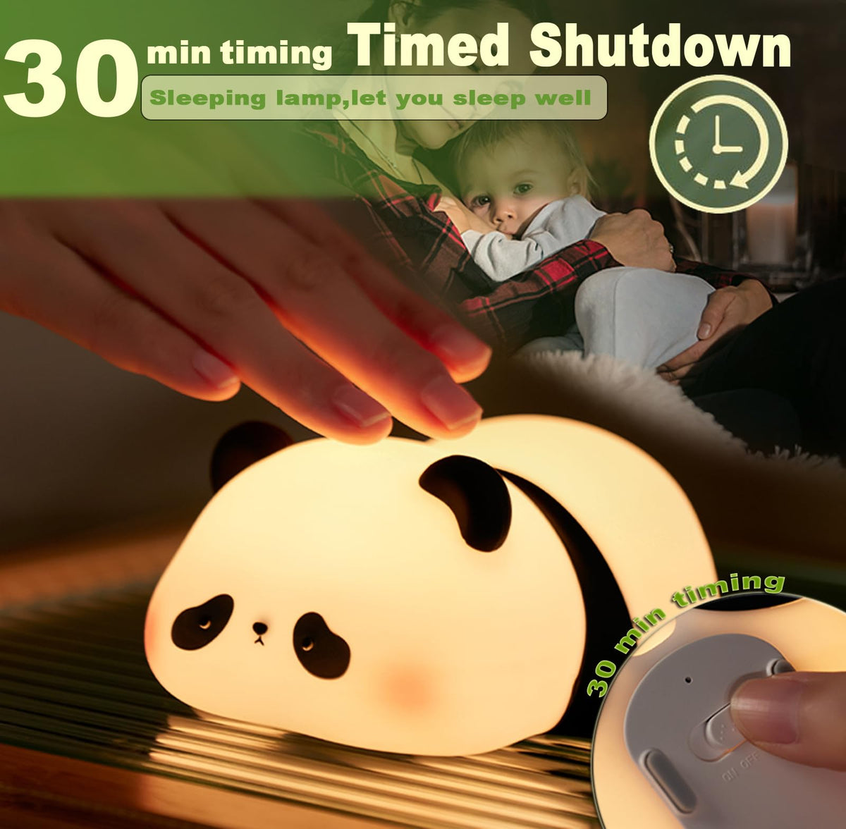DREAMING MY DREAM Cute Panda Night Light, LED Squishy Novelty Animal Night Lamp, 3 Level Dimmable Nursery Nightlight for Breastfeeding Toddler Baby Kids Decor, Cool Gifts Kids (Panda Pangda)