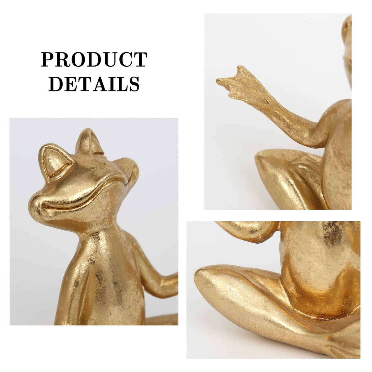 Suoedd Gold Frog Figurines Yoga Decor 3.7In Set of 3 –Frog Yoga Statues for Modern Living Room Desk Table Home Office Bookshelf Shelves Sculptures Decor,Gifts for Mom Women