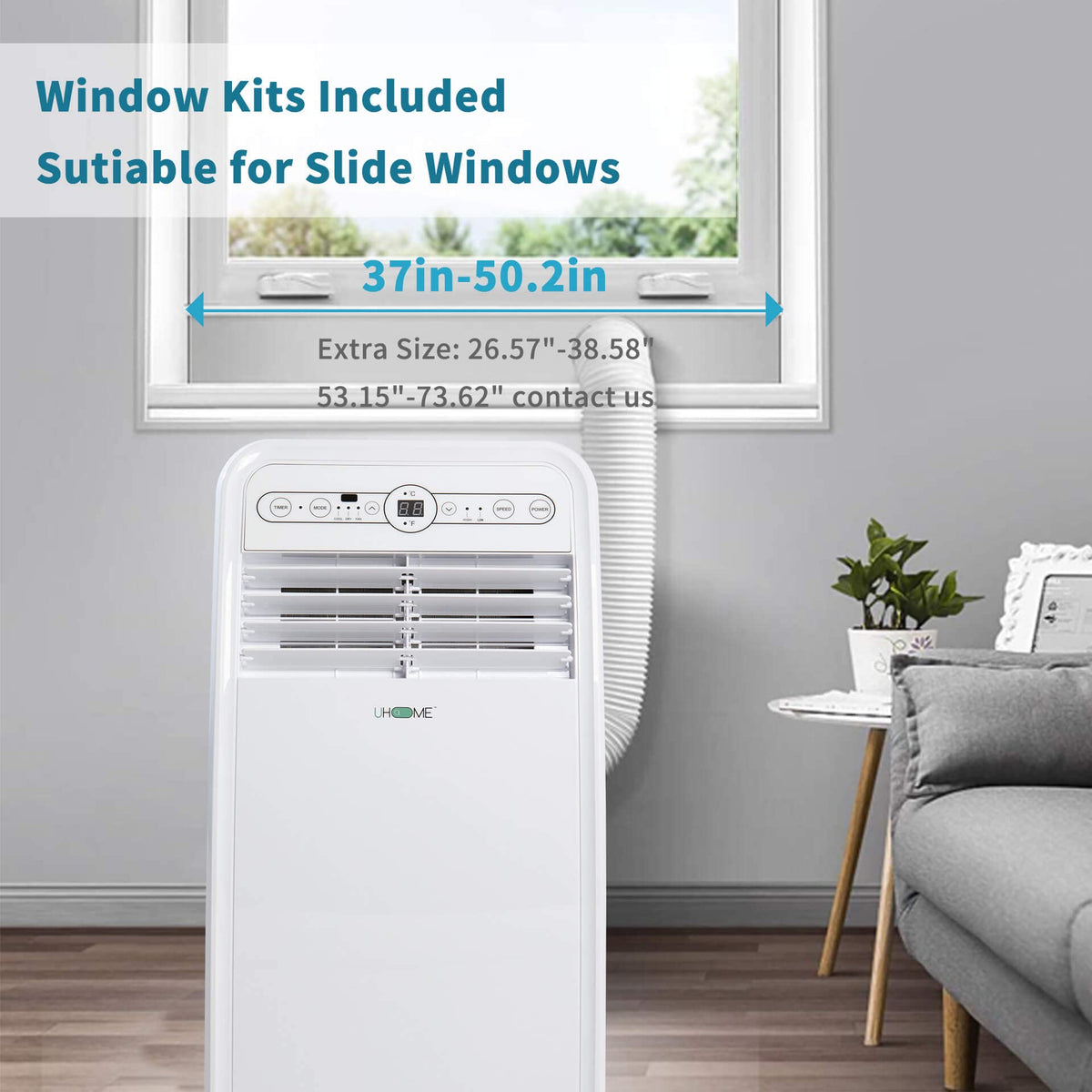 Uhome Portable Air Conditioner, 8000 BTU Compact AC Unit with Cooling, Dehumidifier, Fan, Remote Control and Window Mount Kit Included, White