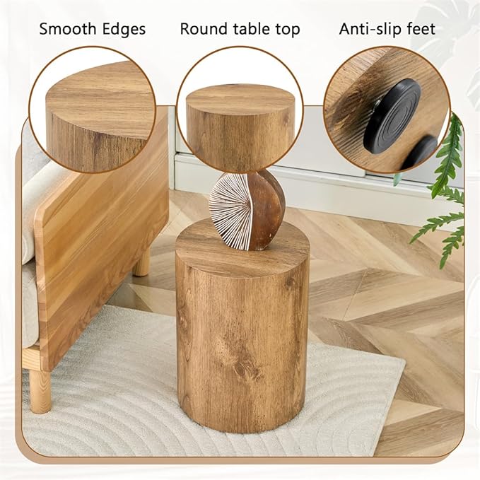End Table Set of 2, Modern Round Side Table Sofa Couch Tables, Living Room