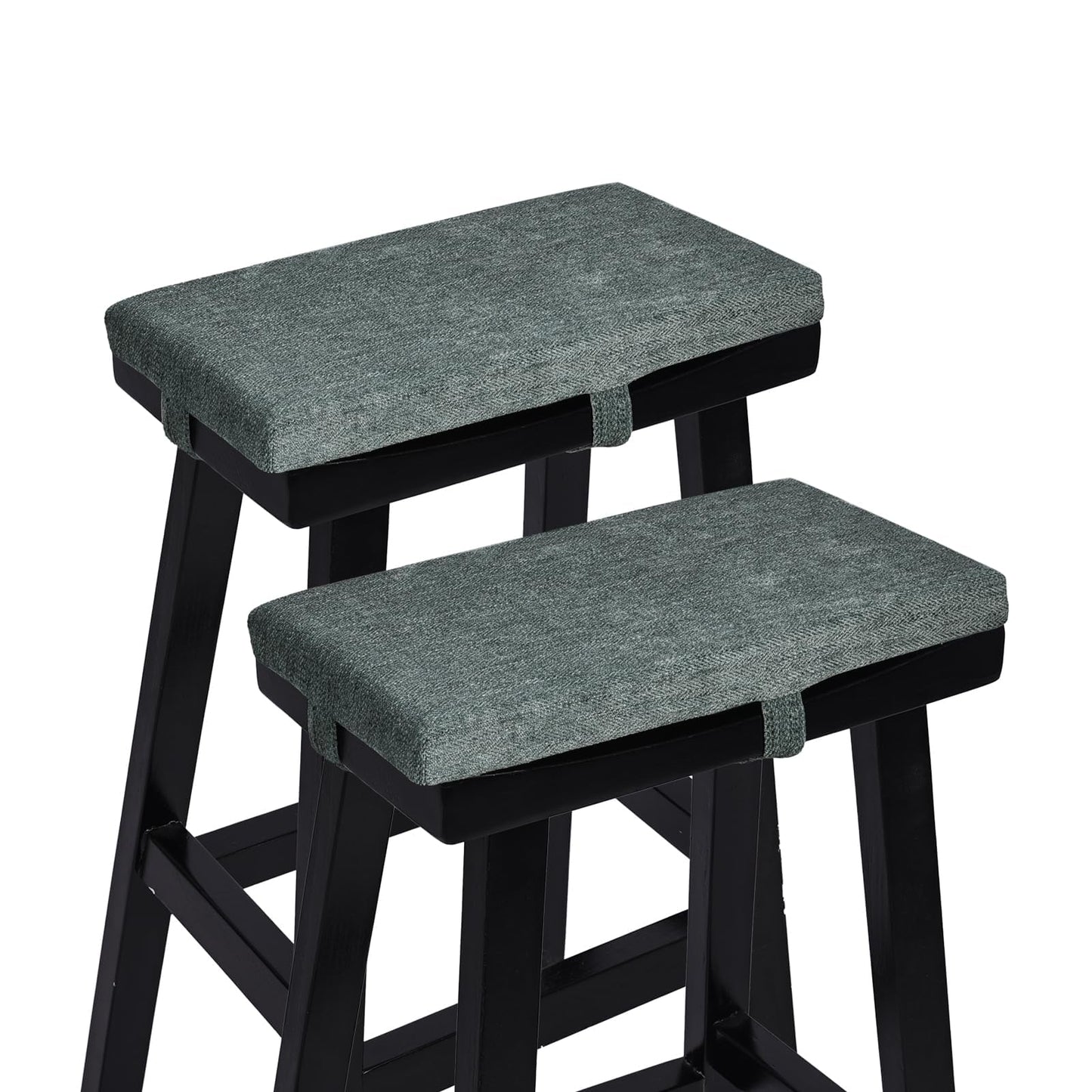 baibu Memory Foam Rectangle Bench Stool Cushion Set of 2, Dual-Layer Design Non-Slip Saddle Stool Pads Bar Stool Cushion with Machine Washable Cover - Only 2 Pads (Dark Grey, 18x9.5x1.5in)