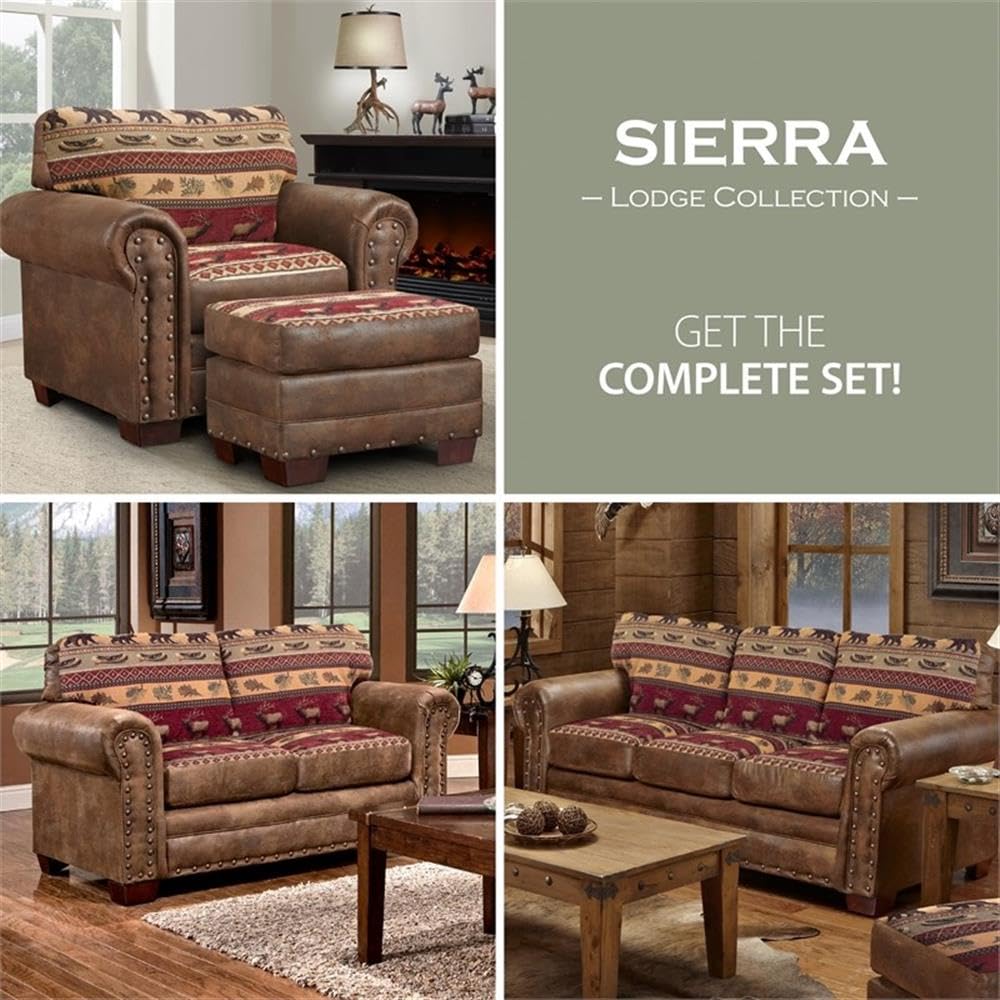 American Furniture Classics Sierra Lodge 88" Microfiber Sleeper Sofa in Brown