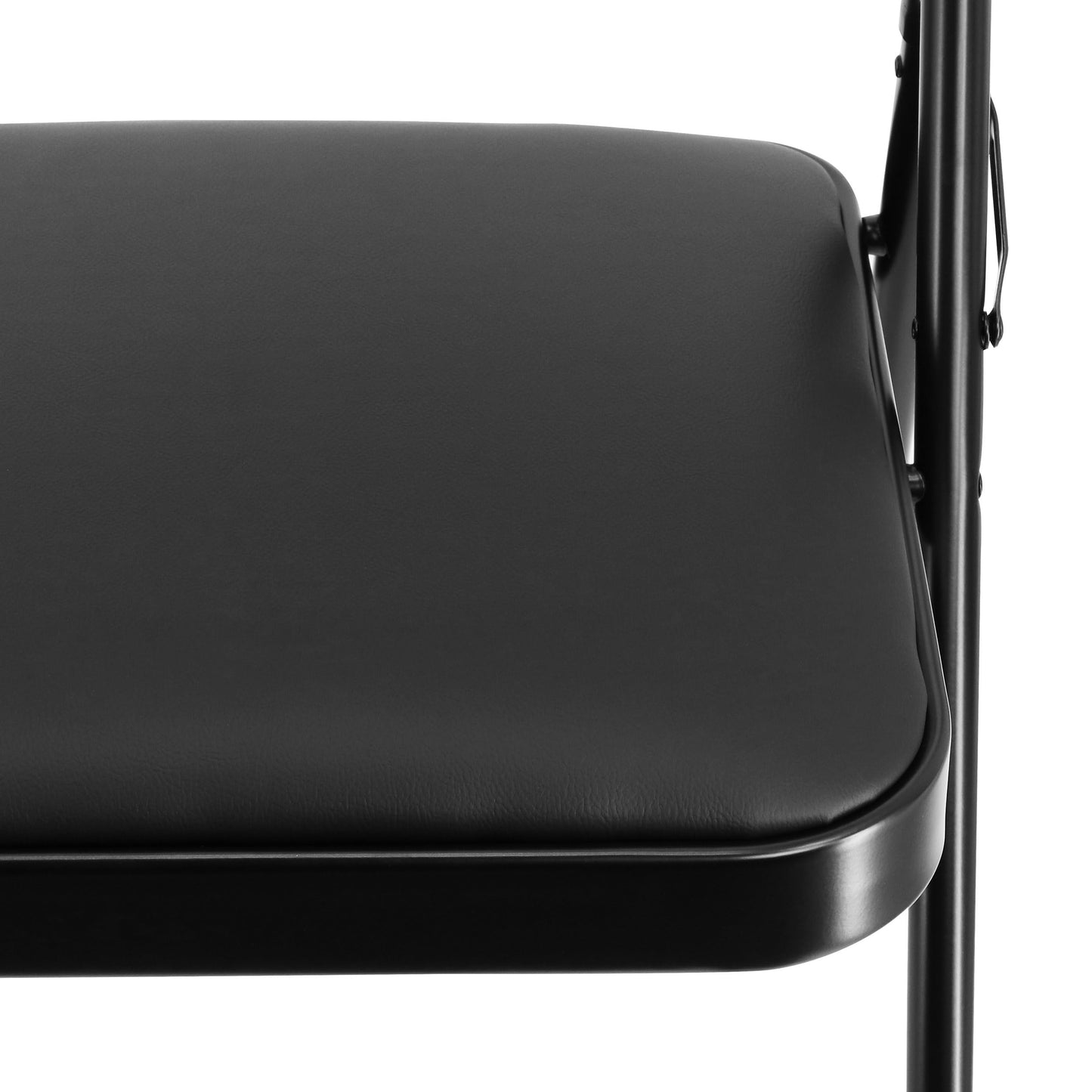 Elama 4 Piece Metal Indoor/Outdoor Folding Dinner Chairs with Faux Leather Padded Seats (Black1)