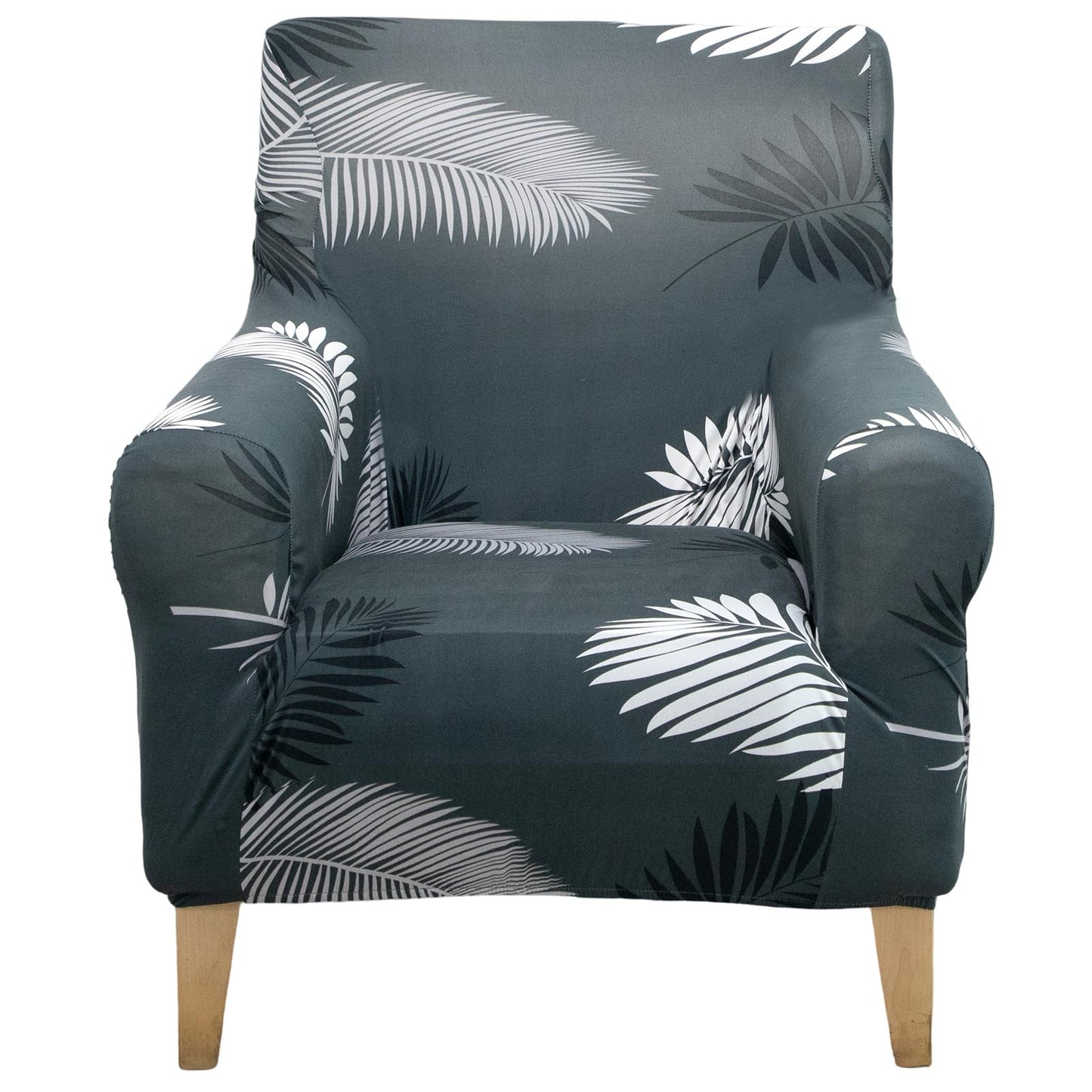 Adigau Modern Armchair Slipcover Elastic Printed 1-Piece Single Sofa Covers Stretch Couch Chair Cover for Living Room Washable Furniture Protector(Black Feather)