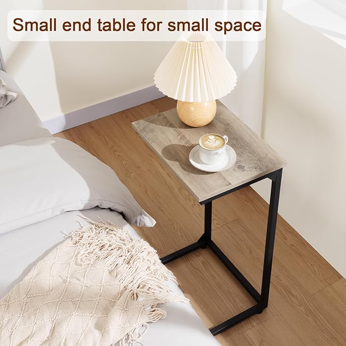 AMHANCIBLE C Shaped End Tables, Couch Side Tables that Slide Under, TV Trays