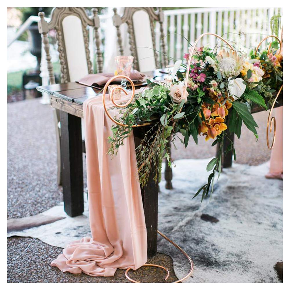 Chiffon Table Runner Light Peach 27x120 Inches 10 Pieces Sheer Fabric 10ft Table Runners for Outdoor Wedding Party Decor