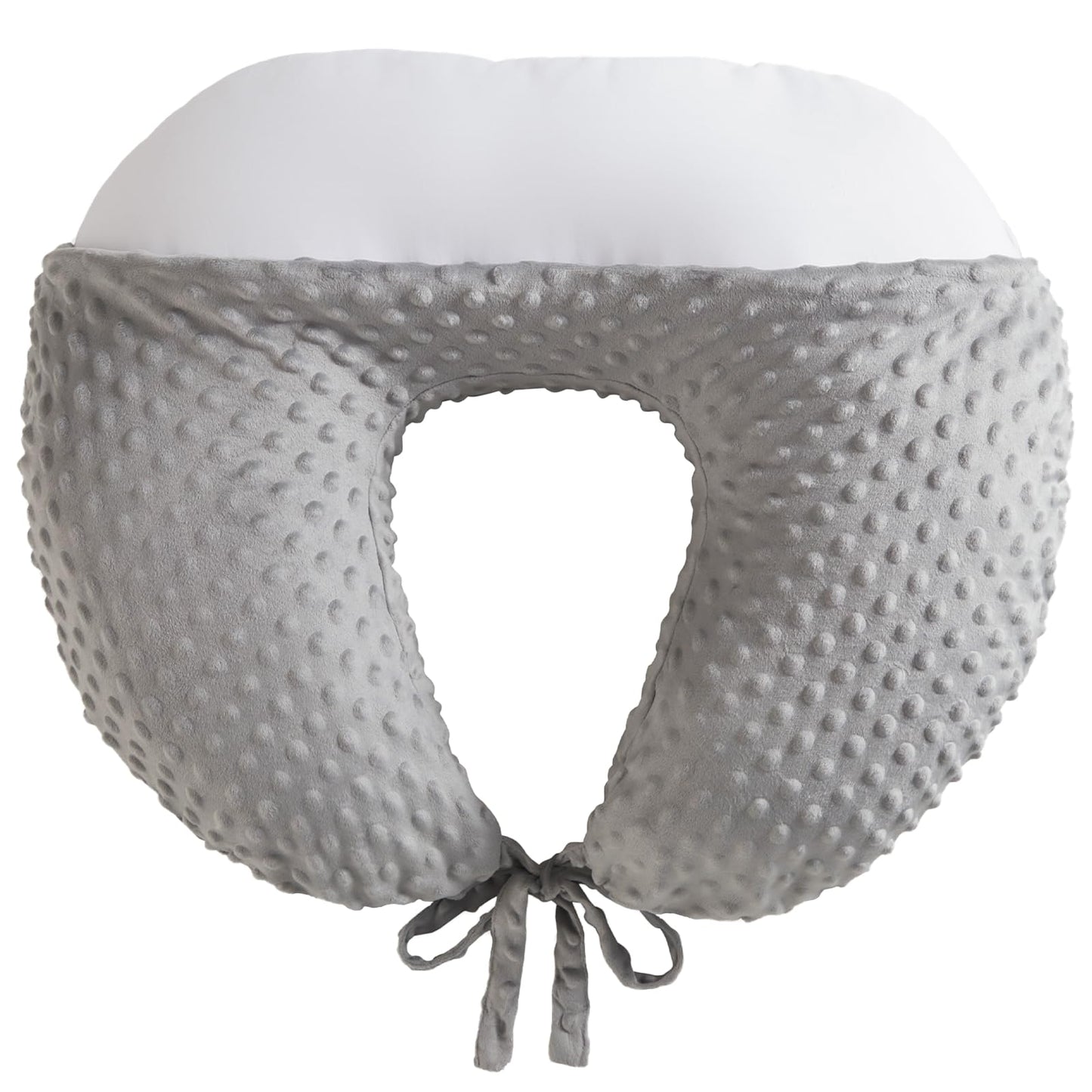 RUSHANPEACE Reading Pillow for Gaming Reading Crochet, U Shaped Arm Support Pillow with Removable Cover Reducing Arching Neck for Adult Reading and Working Sitting on Bed Sofa for Arm Rest (Grey)
