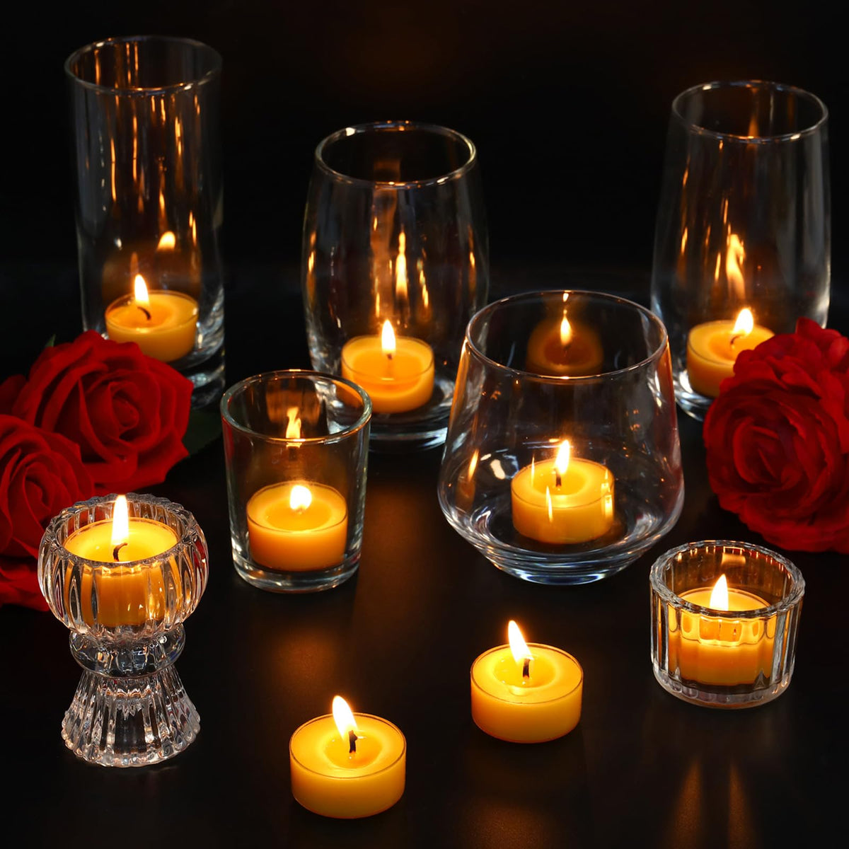 48 Packs Beeswax Tealight Candles, 100% Pure Beeswax Candles | 4-Hour Extended Burn Time | Natural Beeswax Tea Candle in Clear Cup, Perfect for Home Decor,Air Purification,Fragrance