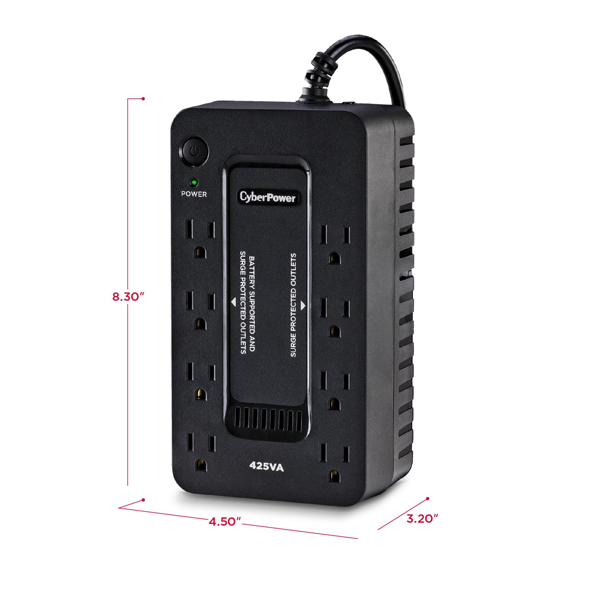 CyberPower ST425 Standby UPS Battery Backup and Surge Protector, 425VA/260W, 8 Outlets, Compact, UL Certified