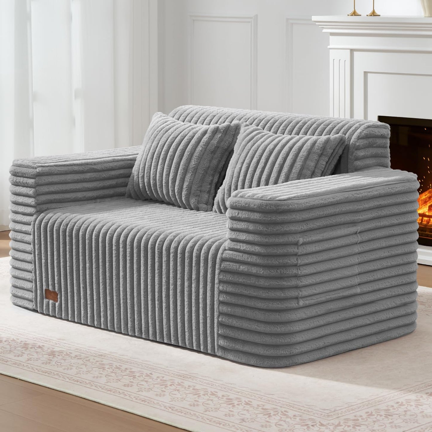 ZurNesfure Sofa Couch Cloud Loveseat, Memory Foam Couch with Pillow No Assembly Need, Modern Couch with deep seat and Washable Cover Boneless Sofas for Living Room Bedroom Apartment (Grey,Loveseat)