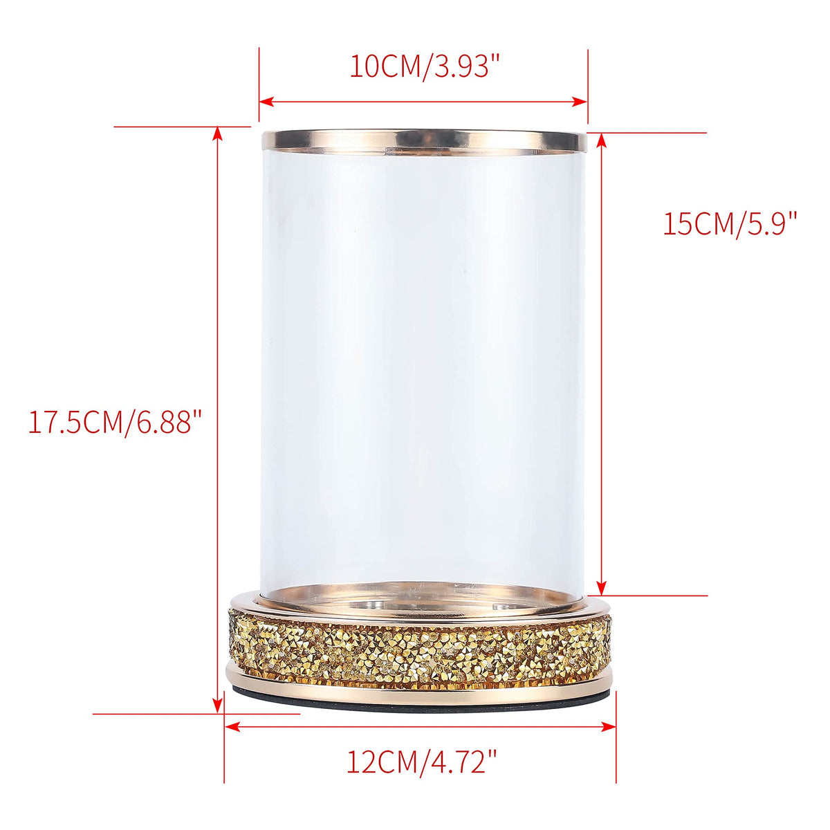 Pillar Candle Holders Set of 2,Hurricane Candle Holders,Candlesticks Holder With Glass Hurricane Lid,Metal Candle Holder For Coffee Dining Table, Wedding, Christmas, Home Decoration,Gold Candle Holder