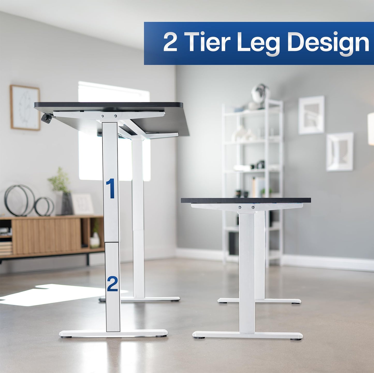 VIVO Electric 71 x 30 inch Square Edge Standing Desk, Dual Motor Memory Controller Height Adjustment, E2B-S Series, Black Top White Frame, DESK-KIT-E2W71S-B