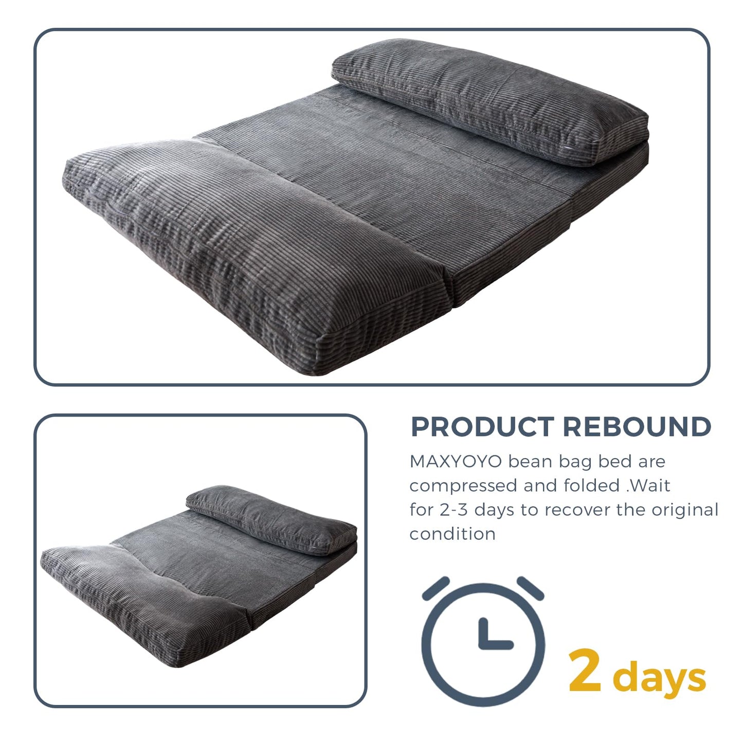 MAXYOYO Folding Sofa Bed, Extra Thick and Long Floor Sofa Convertible Chair with Washable Cover, Floor Couch Lounge Bean Bag Bed for Living Room, Dark Grey, 30x91 Inch