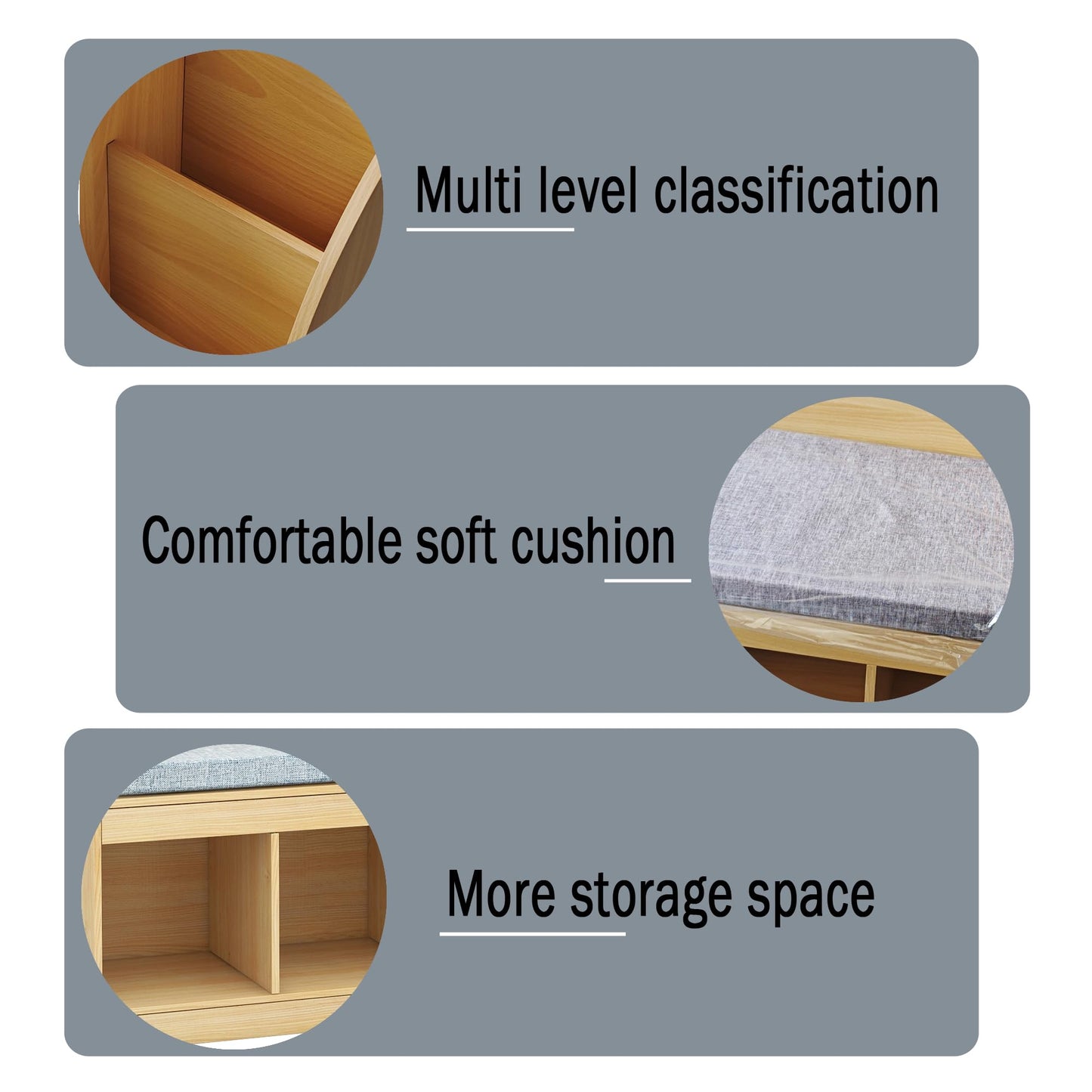 TaoHFE Kids Bench with Bookshelf & Toy Storage, Engineered Wood Toddler Reading Nook with Removable Cushion, Cubby Organizer & Bookcase for Playroom Bedroom Nursery