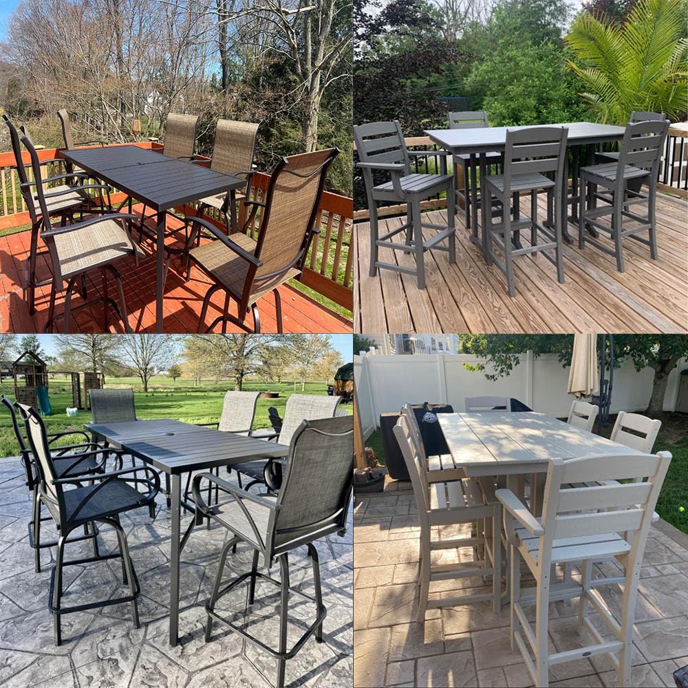 Sbaqurizz 7 Piece Bar Height Outdoor Patio Dining Set Cover for 96 Inch Tall Rectangle Outdoor Patio Bar Set with Table and Swivel Bistro Stools Chairs Heavy Duty Waterproof Cover