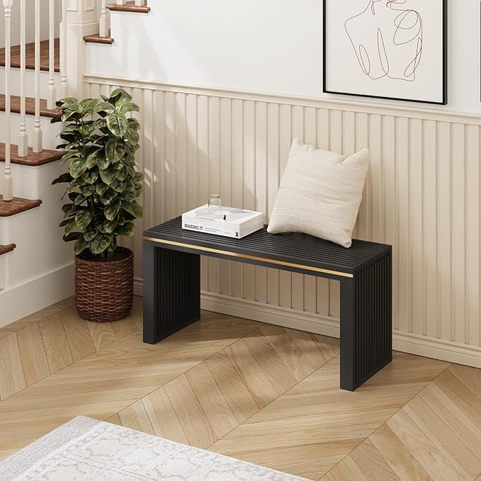Bamboo Indoor Long Dining Bench, Outdoor Modern Wood Benches 35 Inch Bamboo